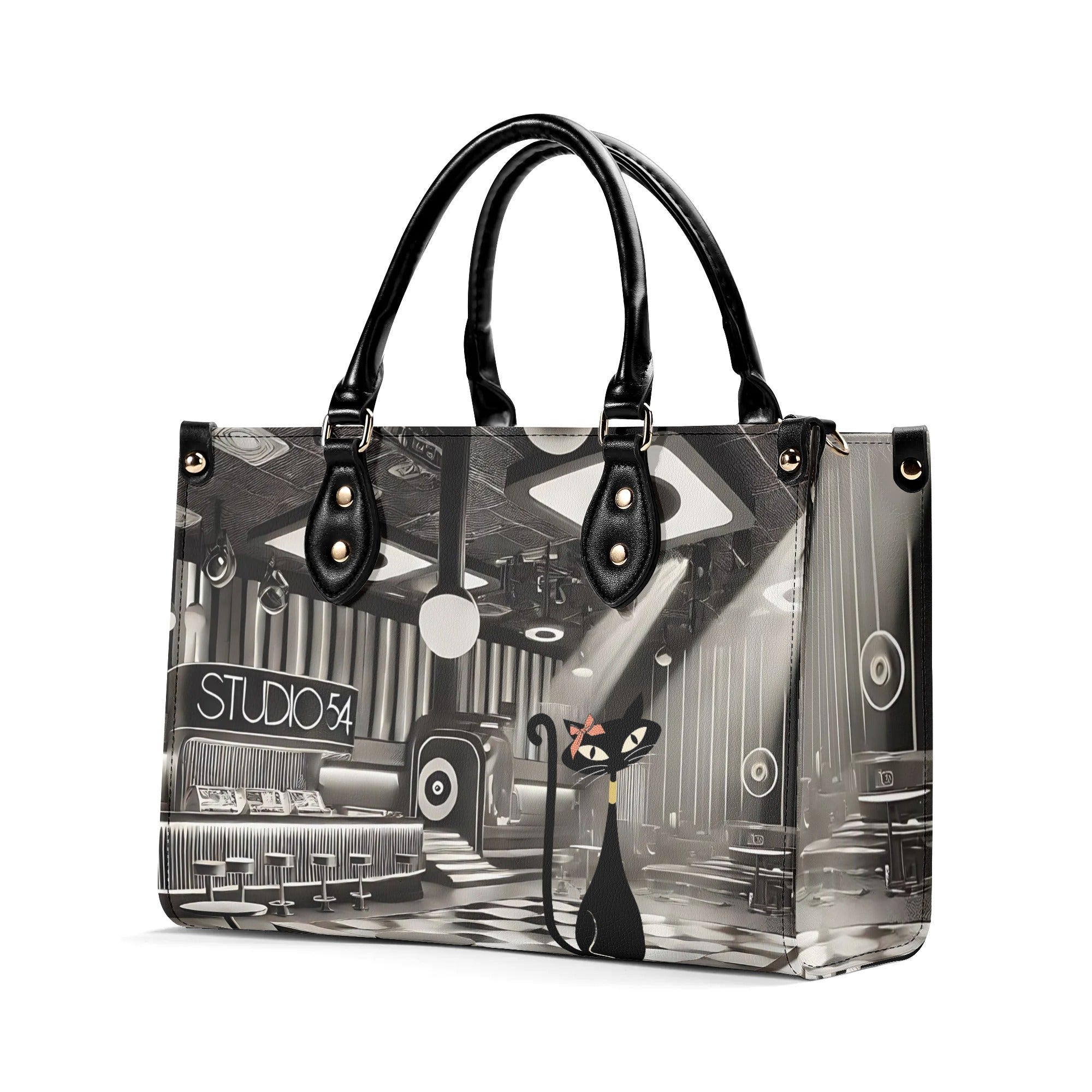 New York City Fashion Luxury Bag, Broadway Lover, Kitschy Cat, Shoulder, Handbag - Mid Century Modern Gal