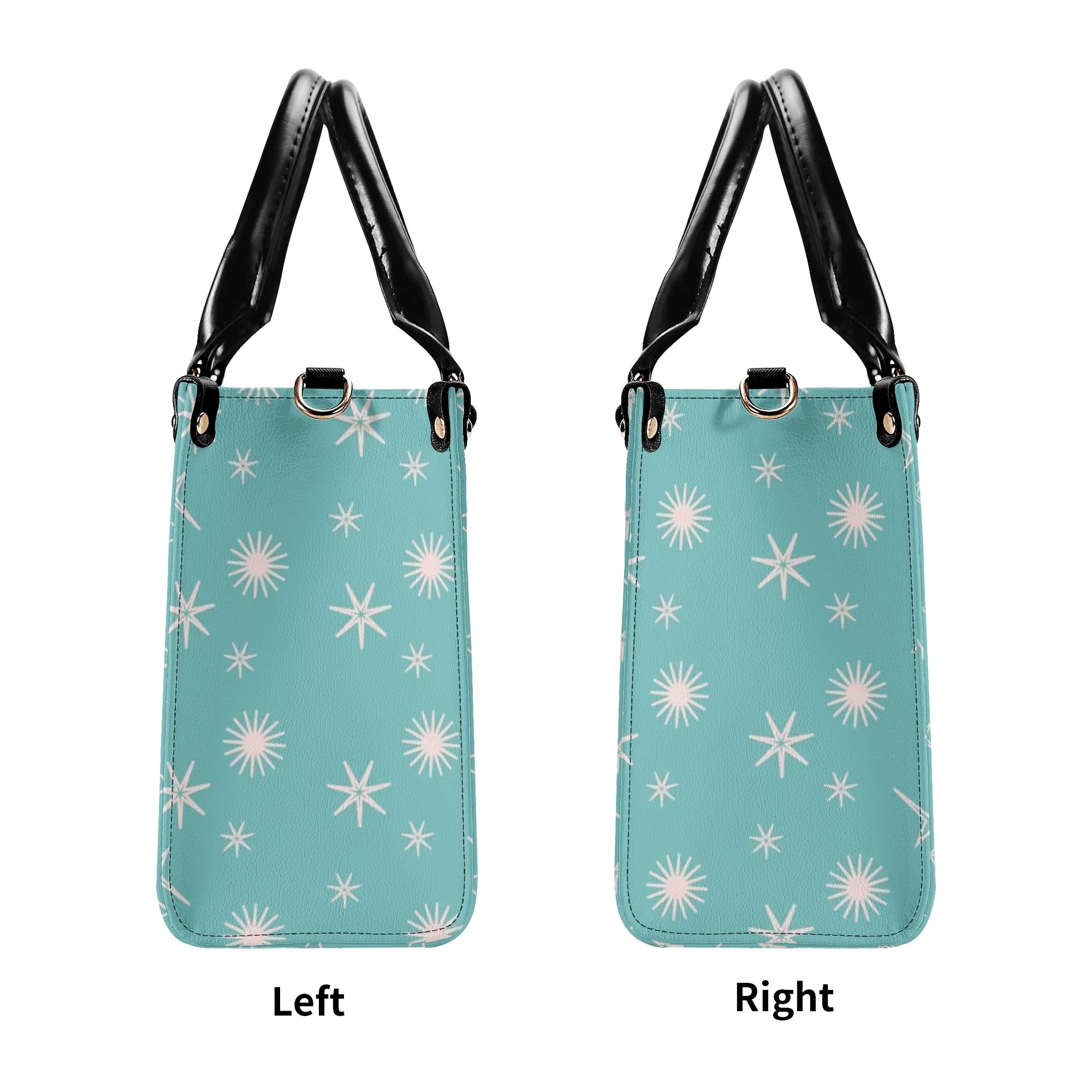Mid Century Modern Atomic Kittie, Kitschy Quirky Funky Handbag, Shoulder Bag, Aqua, Coral, MCM Apparel - Mid Century Modern Gal
