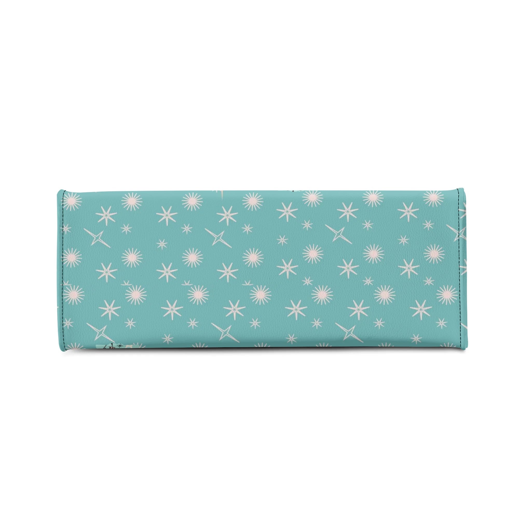 Mid Century Modern Atomic Kittie, Kitschy Quirky Funky Handbag, Shoulder Bag, Aqua, Coral, MCM Apparel - Mid Century Modern Gal