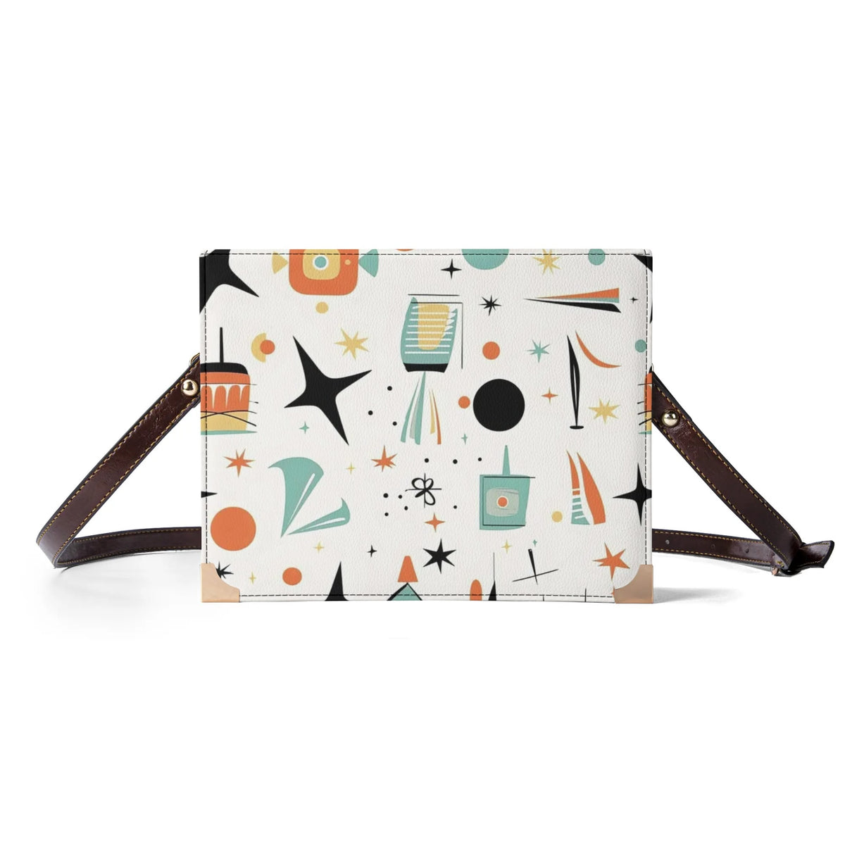 Atomic Cat, Book Holder, Crossbody Kitschy Fun Handbag For Book Lovers - Mid Century Modern Gal