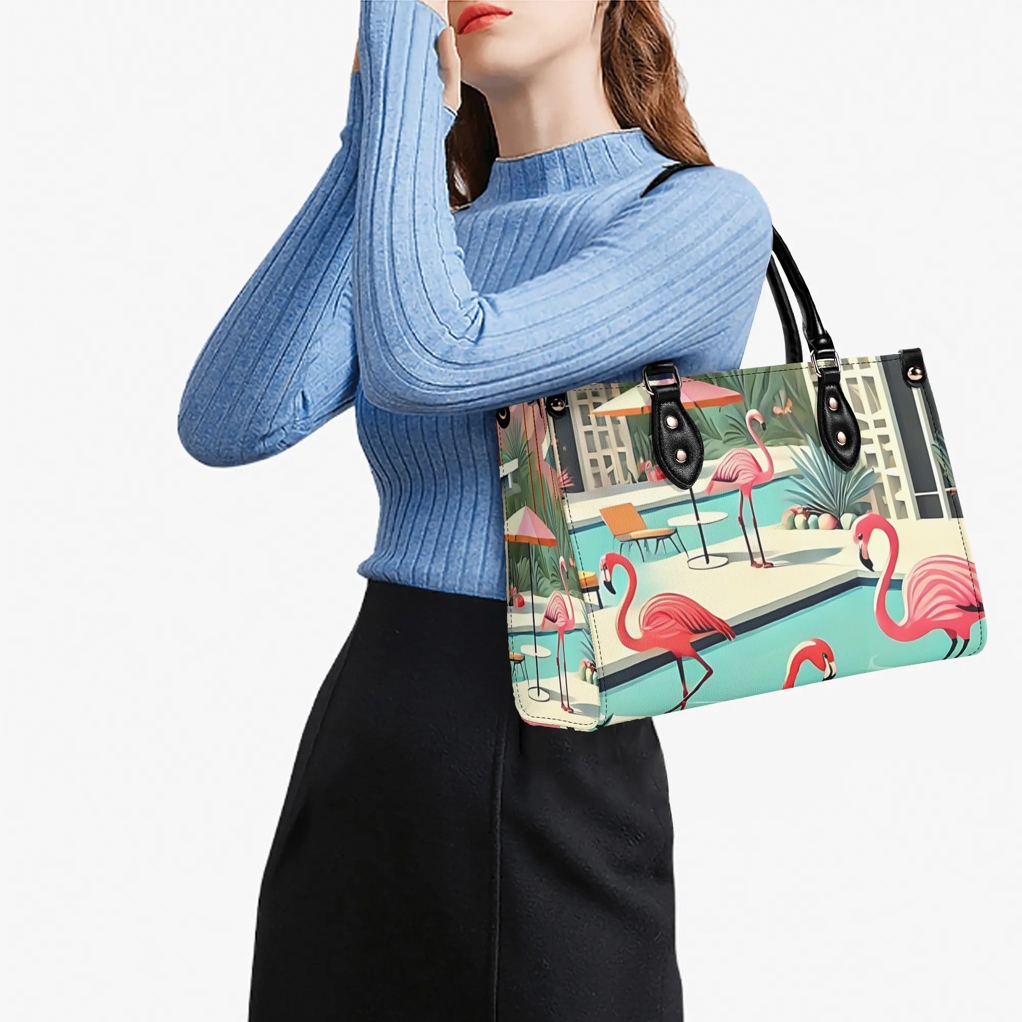 Palm Springs California Purse, Handbag, Shoulder Bag Mod Kitschy 50s Flamingo Bag - Mid Century Modern Gal