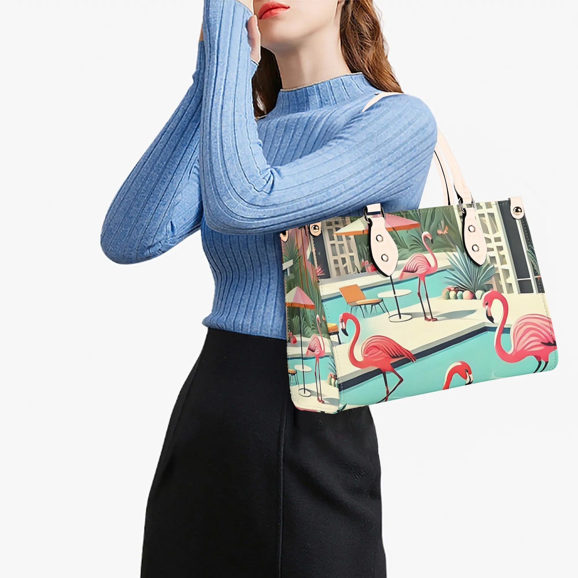 Palm Springs California Purse, Handbag, Shoulder Bag Mod Kitschy 50s Flamingo Bag - Mid Century Modern Gal