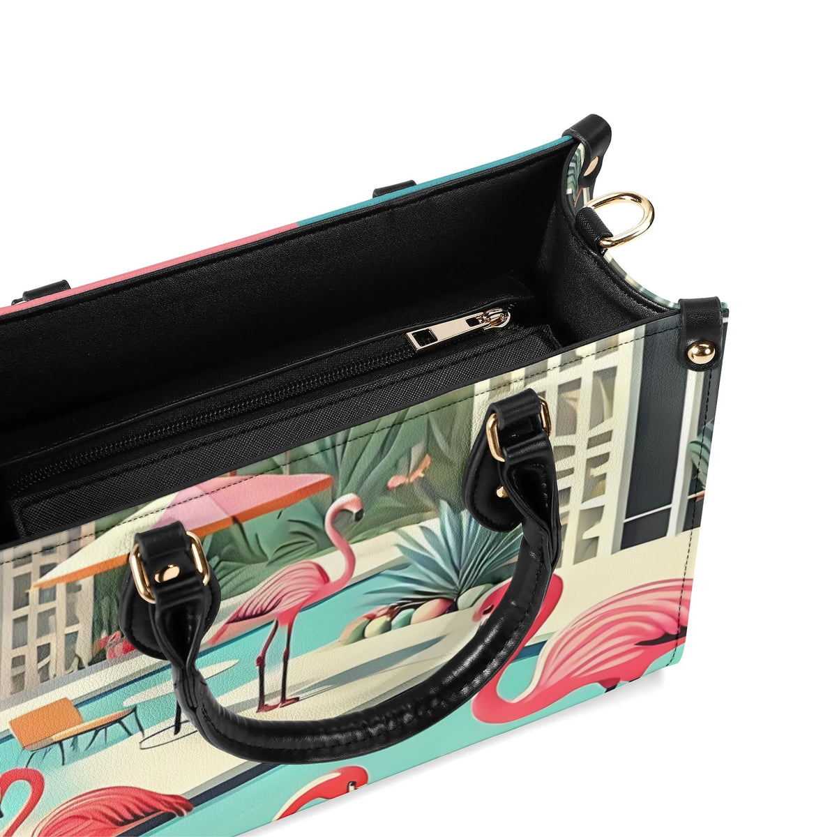 Palm Springs California Purse, Handbag, Shoulder Bag Mod Kitschy 50s Flamingo Bag - Mid Century Modern Gal