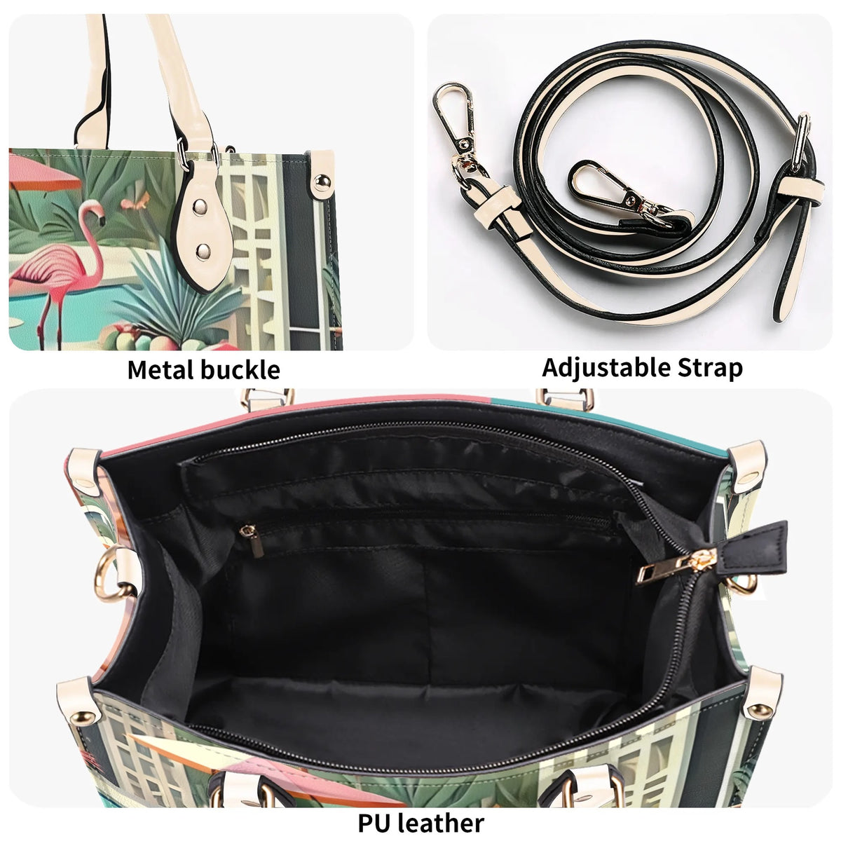 Palm Springs California Purse, Handbag, Shoulder Bag Mod Kitschy 50s Flamingo Bag - Mid Century Modern Gal