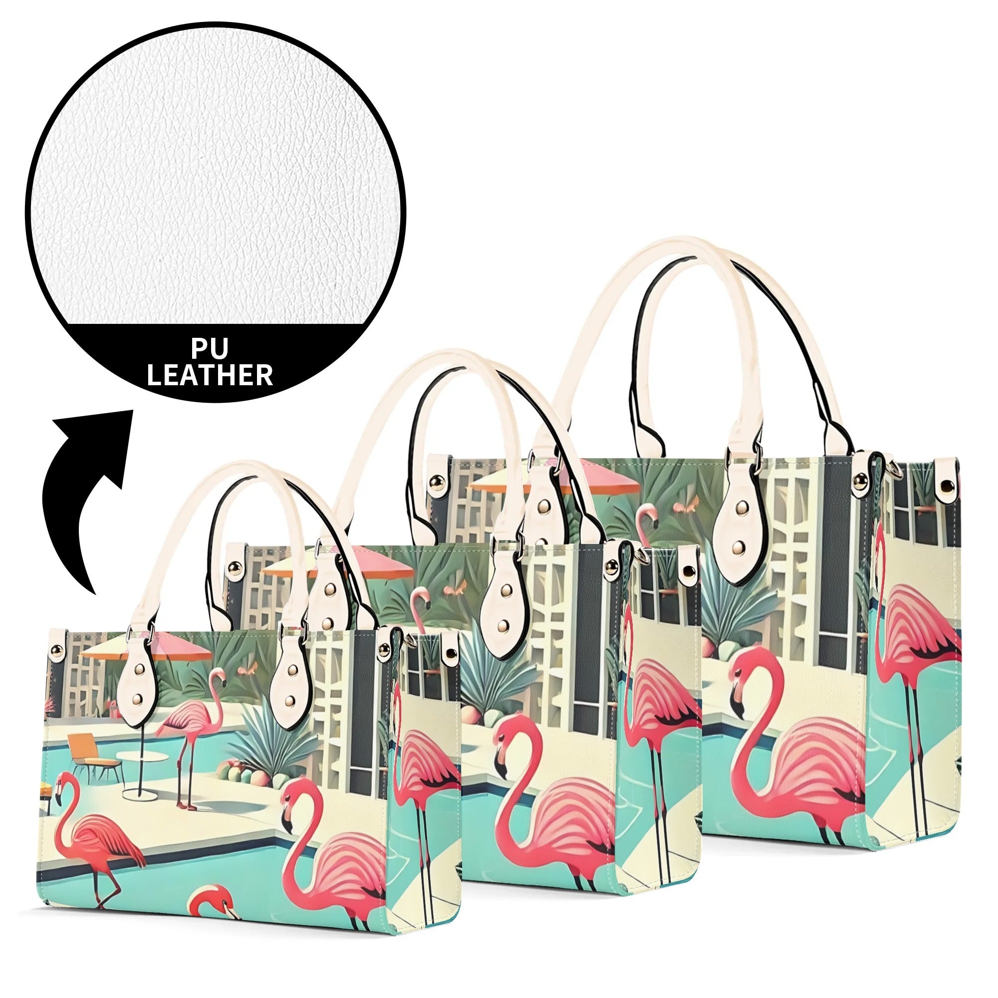 Palm Springs California Purse, Handbag, Shoulder Bag Mod Kitschy 50s Flamingo Bag - Mid Century Modern Gal