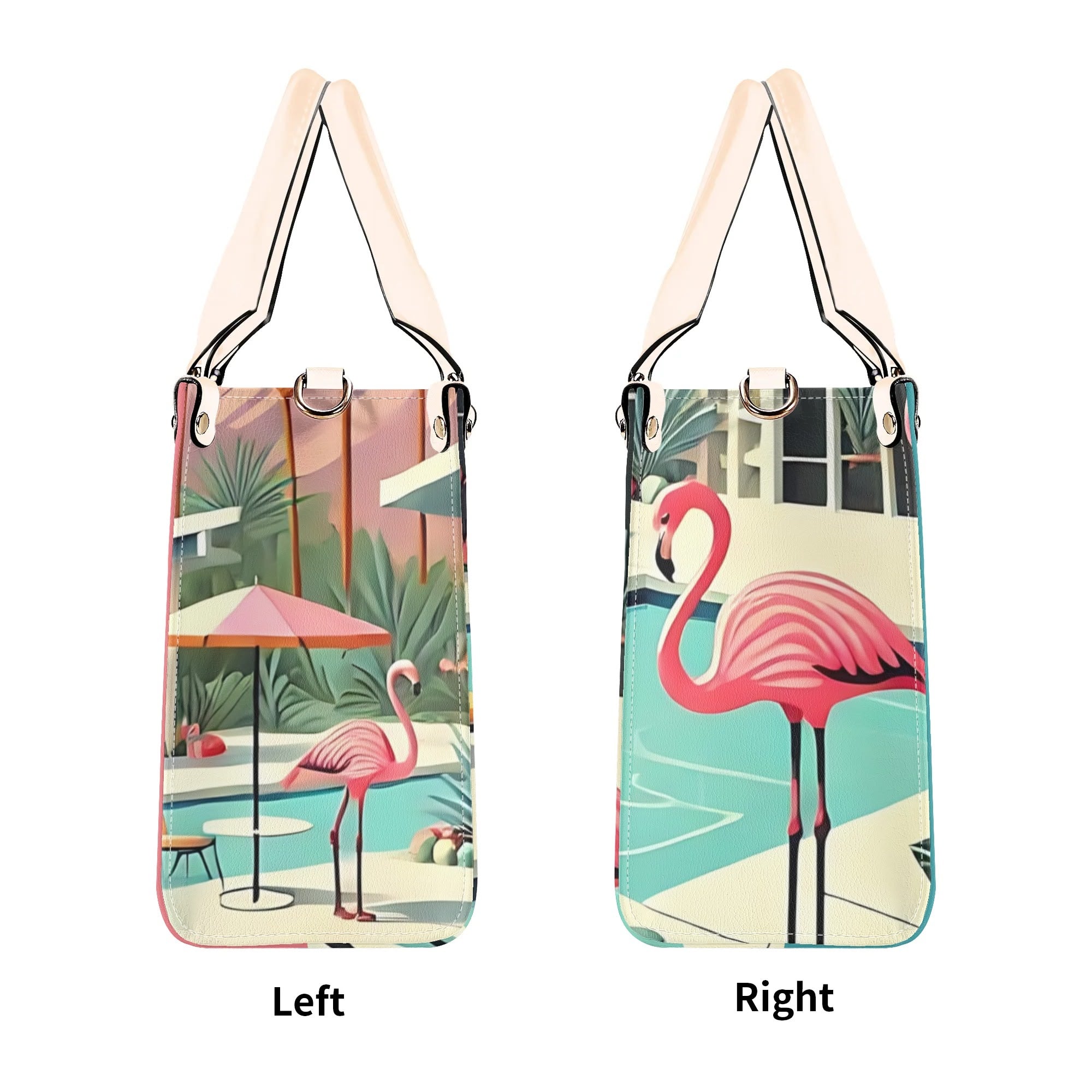Palm Springs California Purse, Handbag, Shoulder Bag Mod Kitschy 50s Flamingo Bag - Mid Century Modern Gal