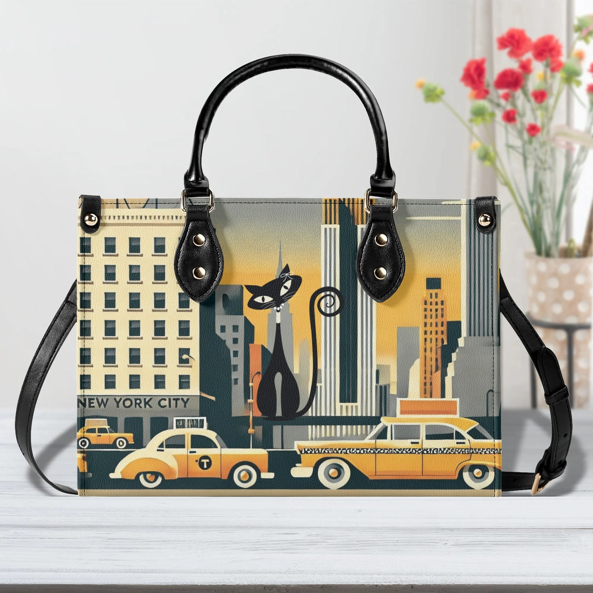New York City Handbag, Trendy Kitschy City Purse, Shoulder Bag - Mid Century Modern Gal