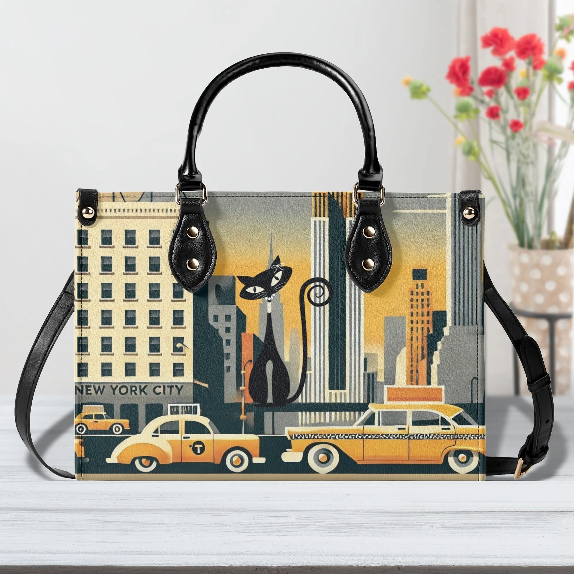 New York City Handbag, Trendy Kitschy City Purse, Shoulder Bag - Mid Century Modern Gal