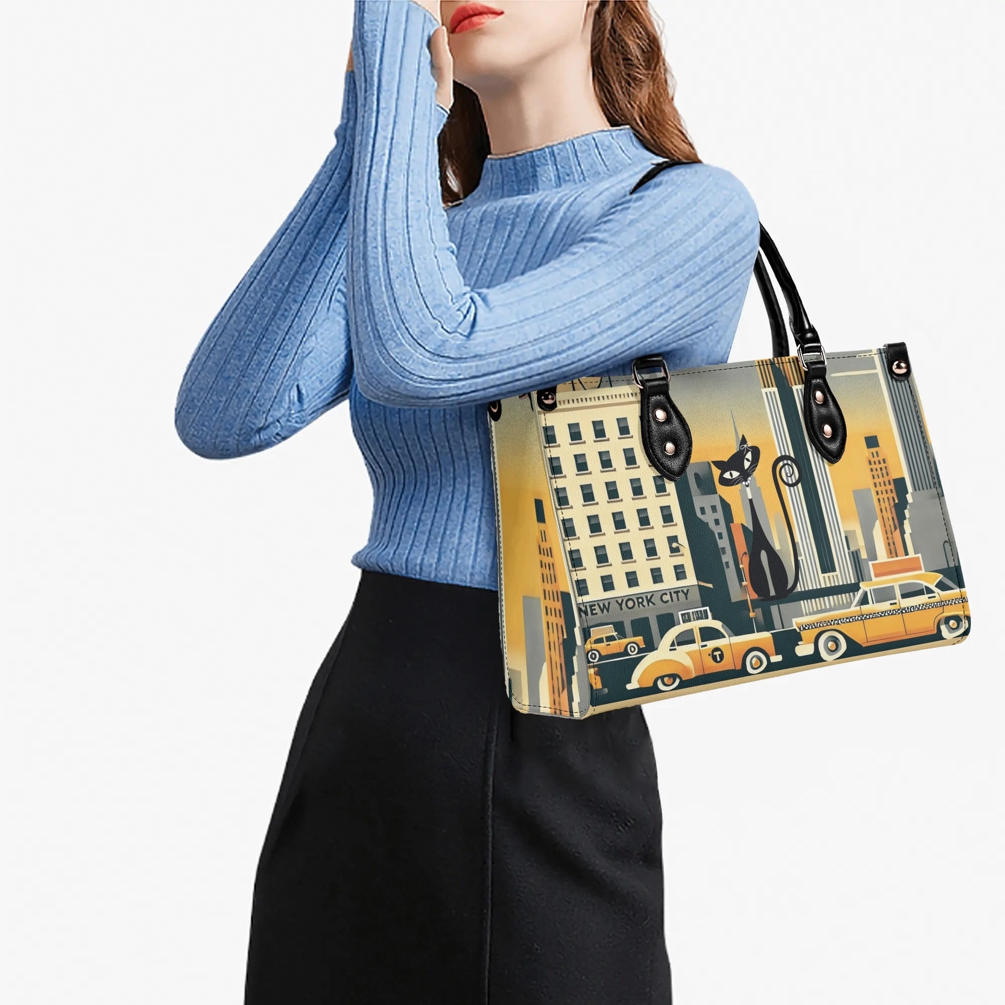 New York City Handbag, Trendy Kitschy City Purse, Shoulder Bag - Mid Century Modern Gal