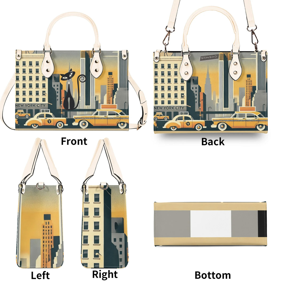 New York City Handbag, Trendy Kitschy City Purse, Shoulder Bag - Mid Century Modern Gal