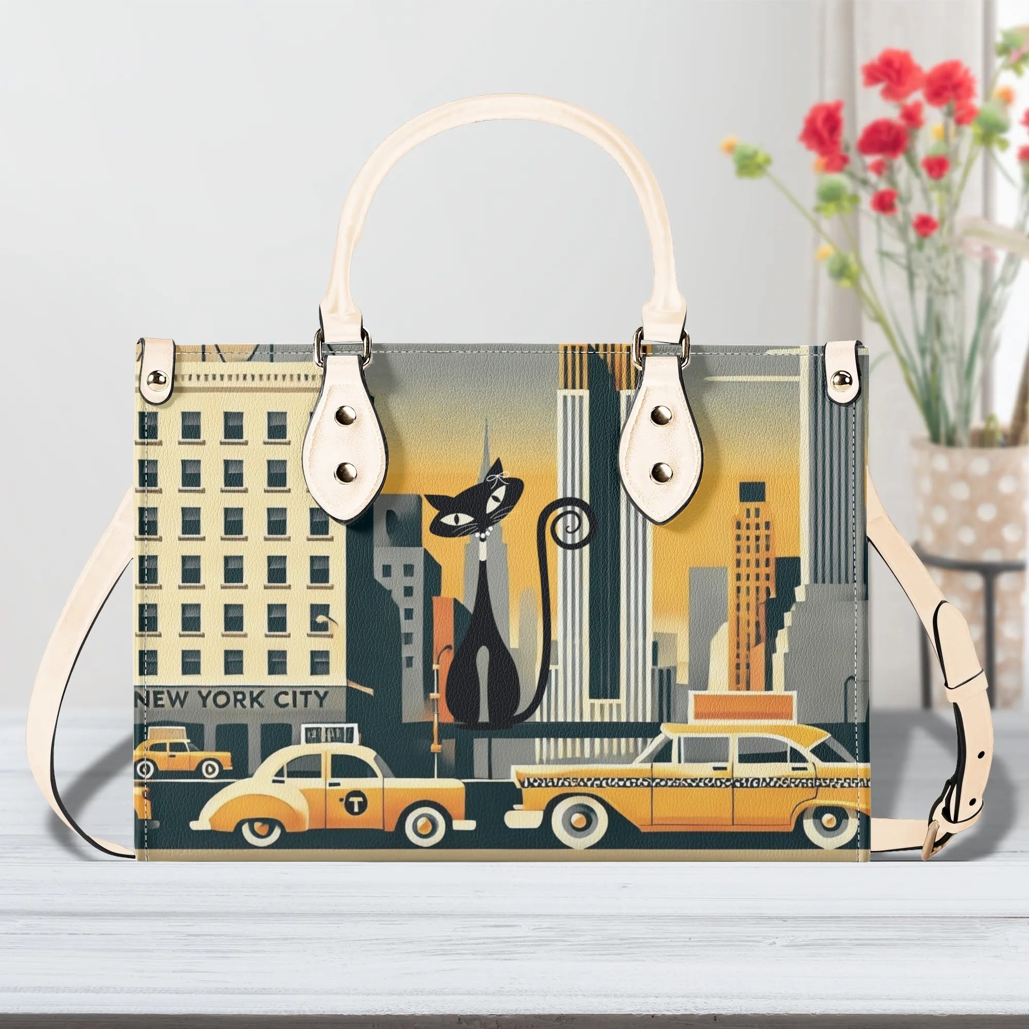 New York City Handbag, Trendy Kitschy City Purse, Shoulder Bag - Mid Century Modern Gal