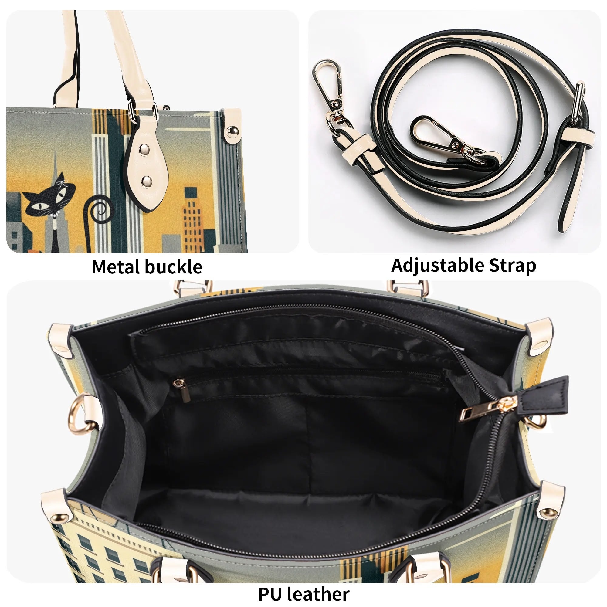 New York City Handbag, Trendy Kitschy City Purse, Shoulder Bag - Mid Century Modern Gal