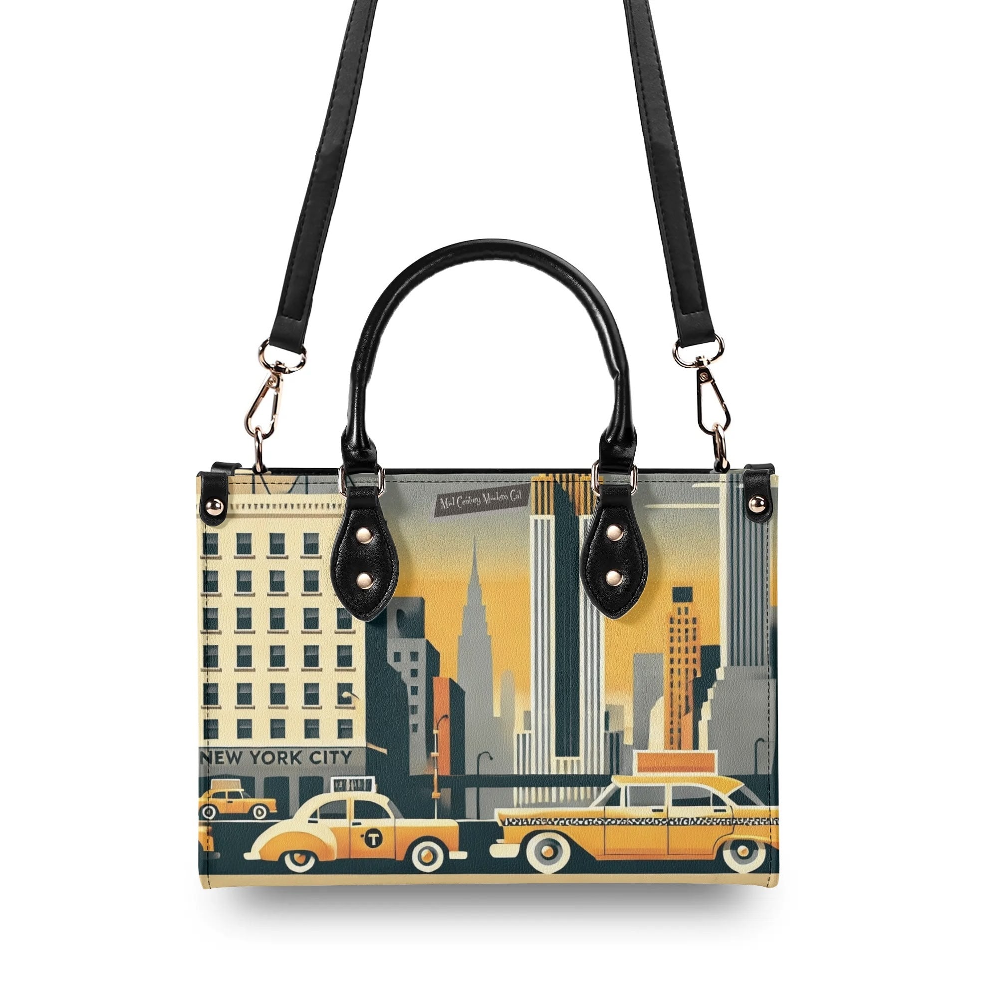 New York City Handbag, Trendy Kitschy City Purse, Shoulder Bag - Mid Century Modern Gal