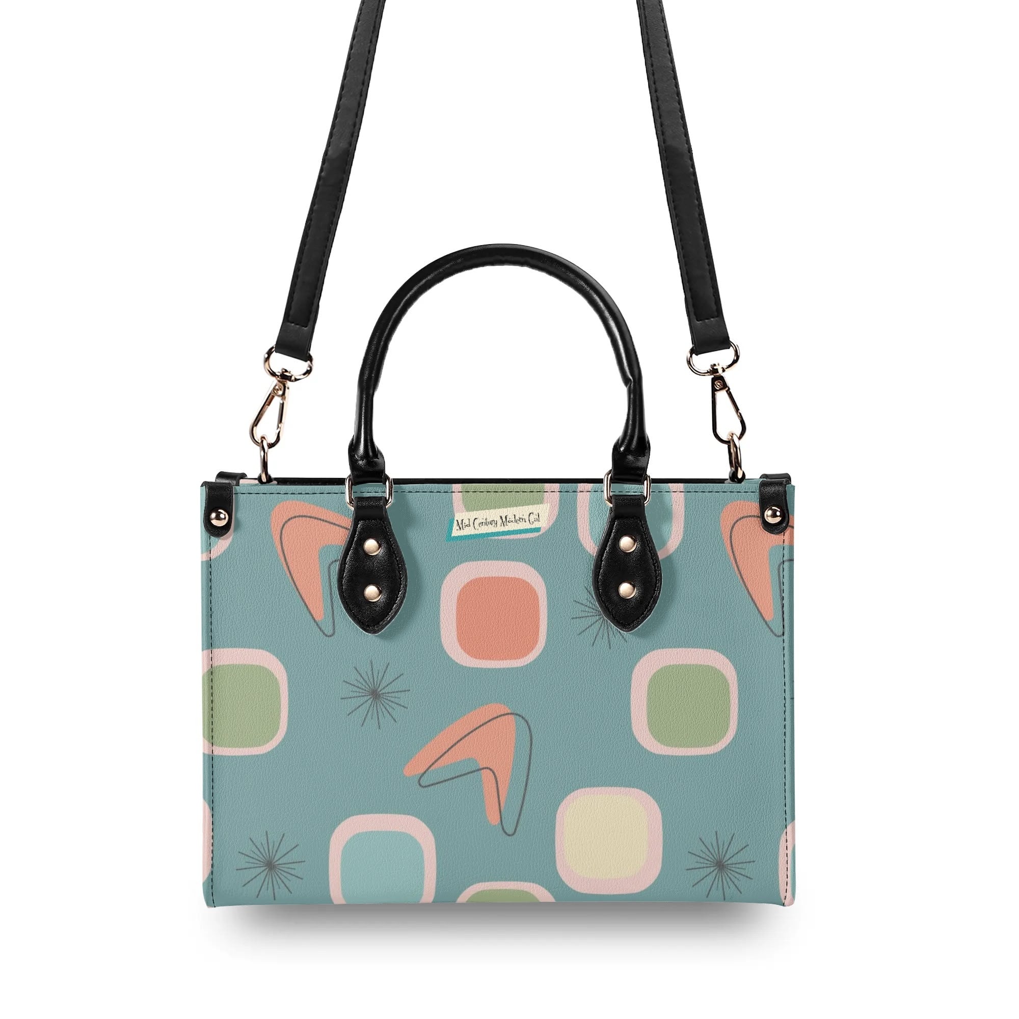 Mid Century Modern Atomic 50s, Kitschy Atomic Cat Mod Handbag, Shoulder Bag Purse - Mid Century Modern Gal