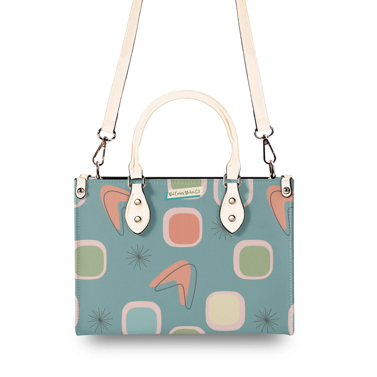Mid Century Modern Atomic 50s, Kitschy Atomic Cat Mod Handbag, Shoulder Bag Purse - Mid Century Modern Gal