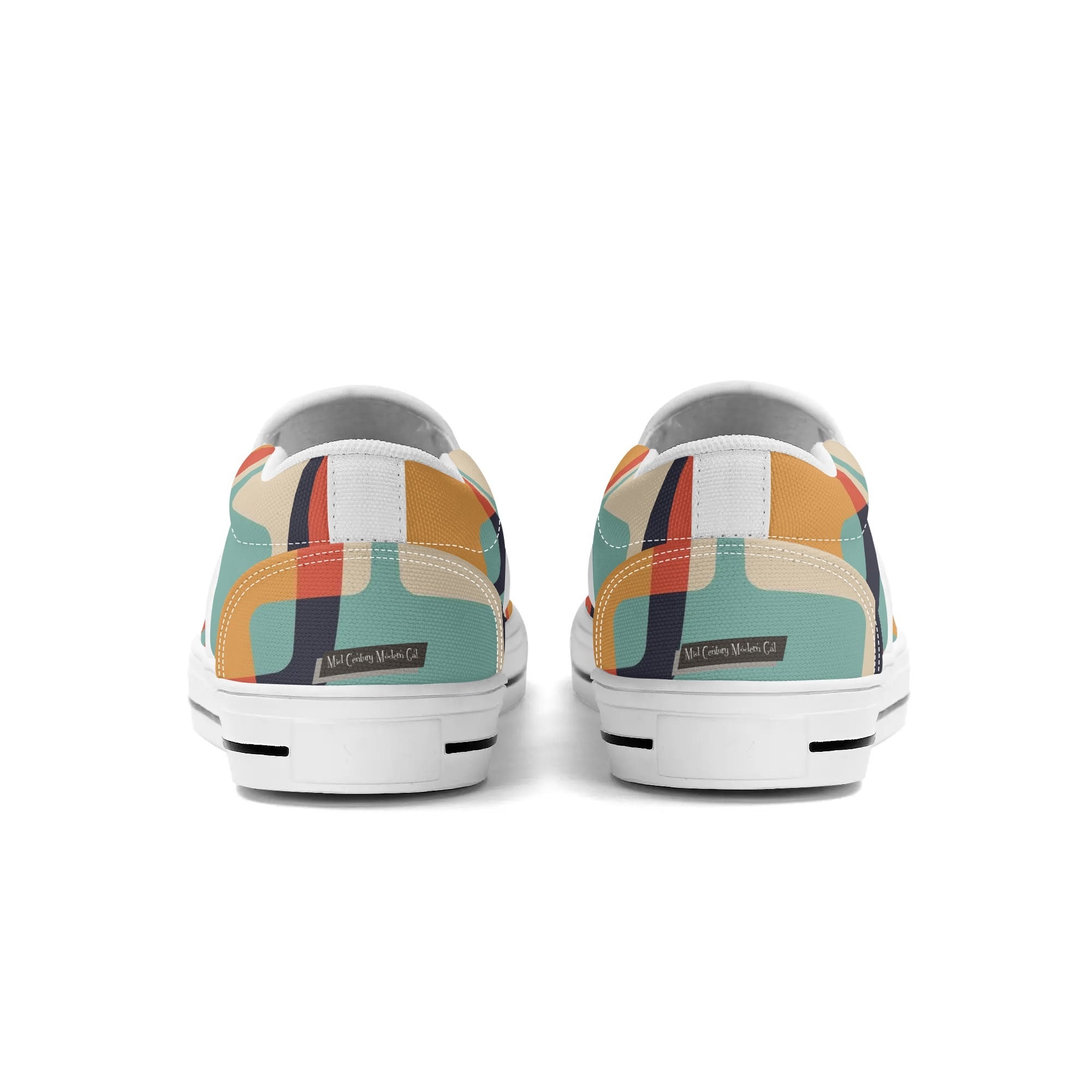 Mid Mod Atomic Kittie Kitschy Cat, Funky Fun Womens Slip On Loafer Shoes - Mid Century Modern Gal