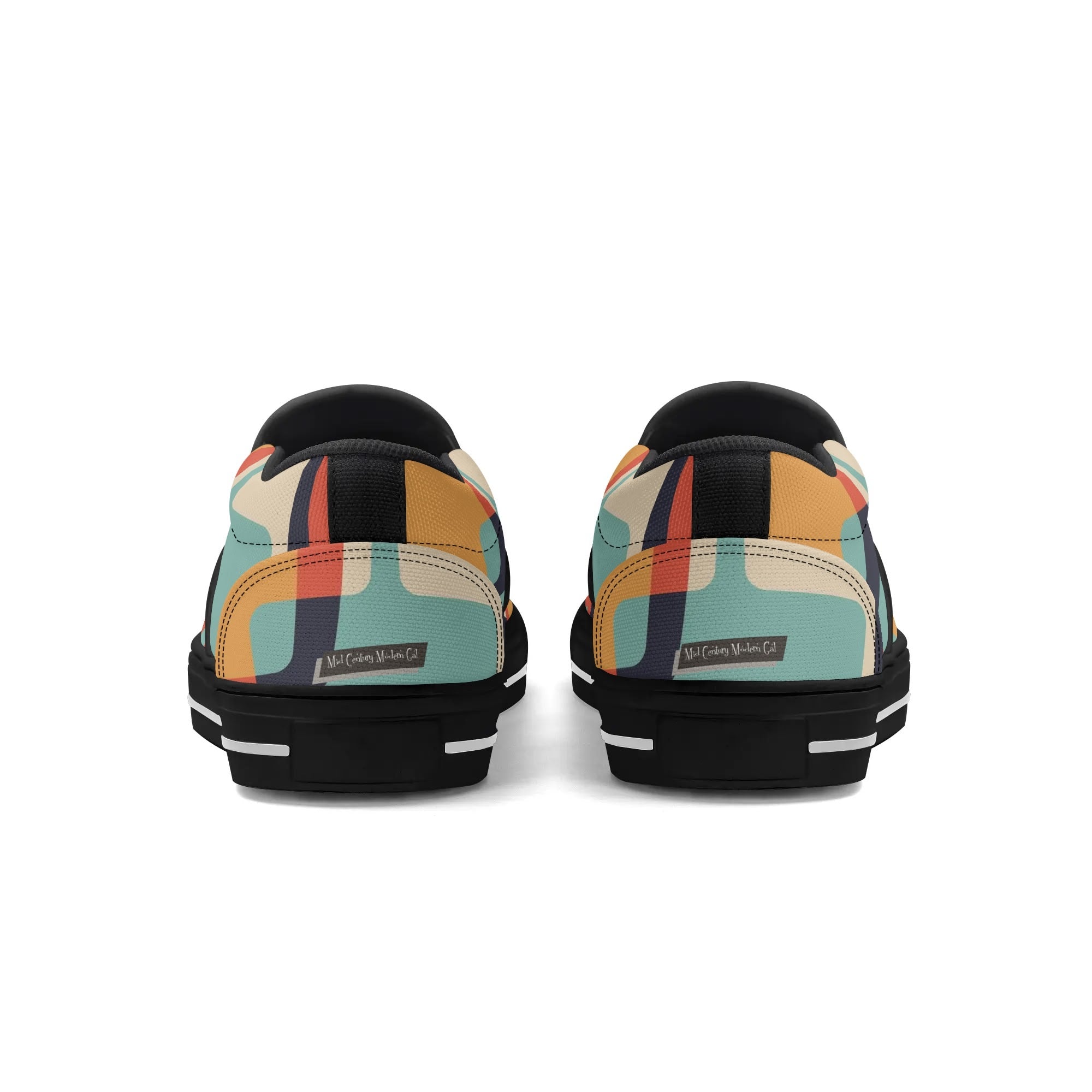 Mid Mod Atomic Kittie Kitschy Cat, Funky Fun Womens Slip On Loafer Shoes - Mid Century Modern Gal