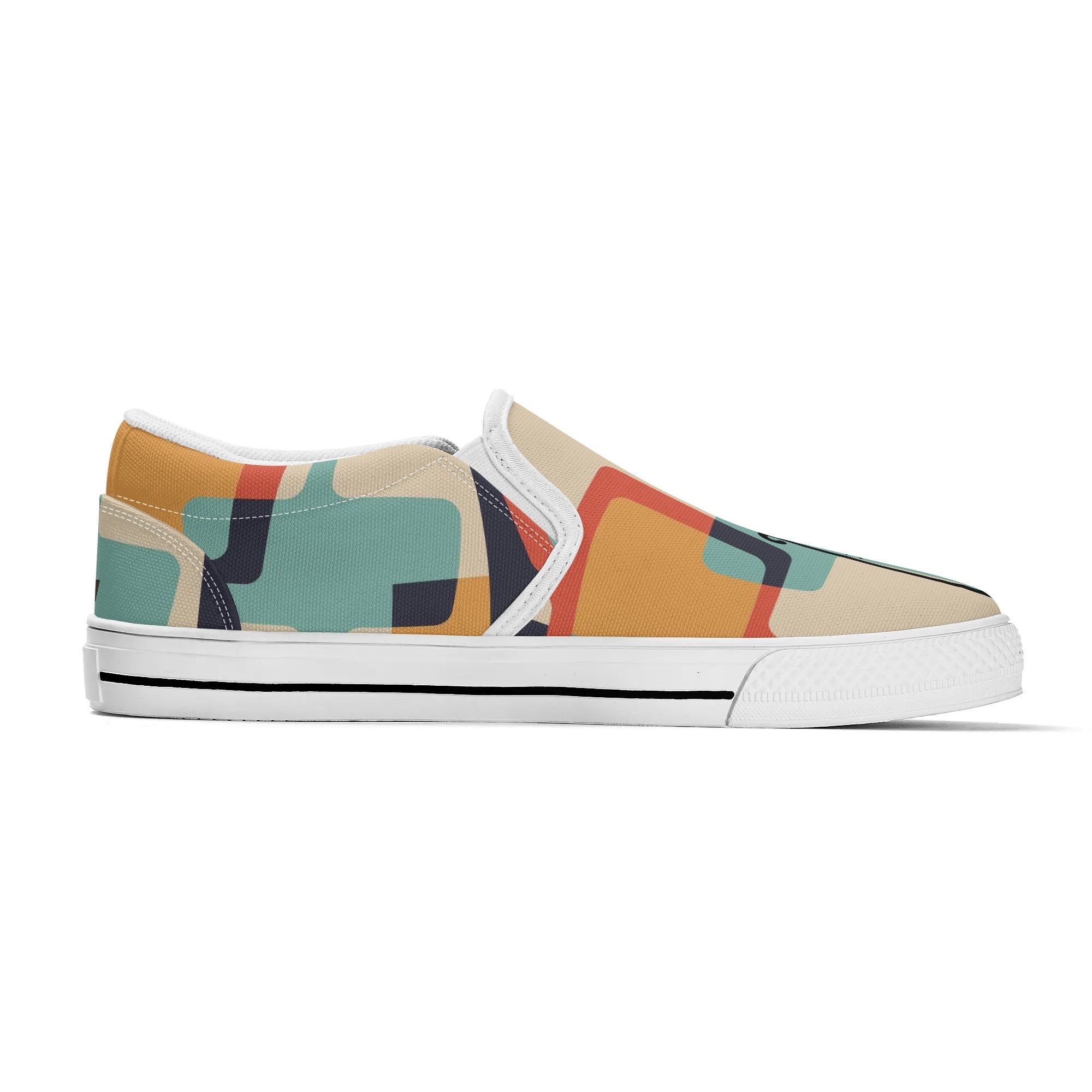 Mid Mod Atomic Kittie Kitschy Cat, Funky Fun Womens Slip On Loafer Shoes - Mid Century Modern Gal