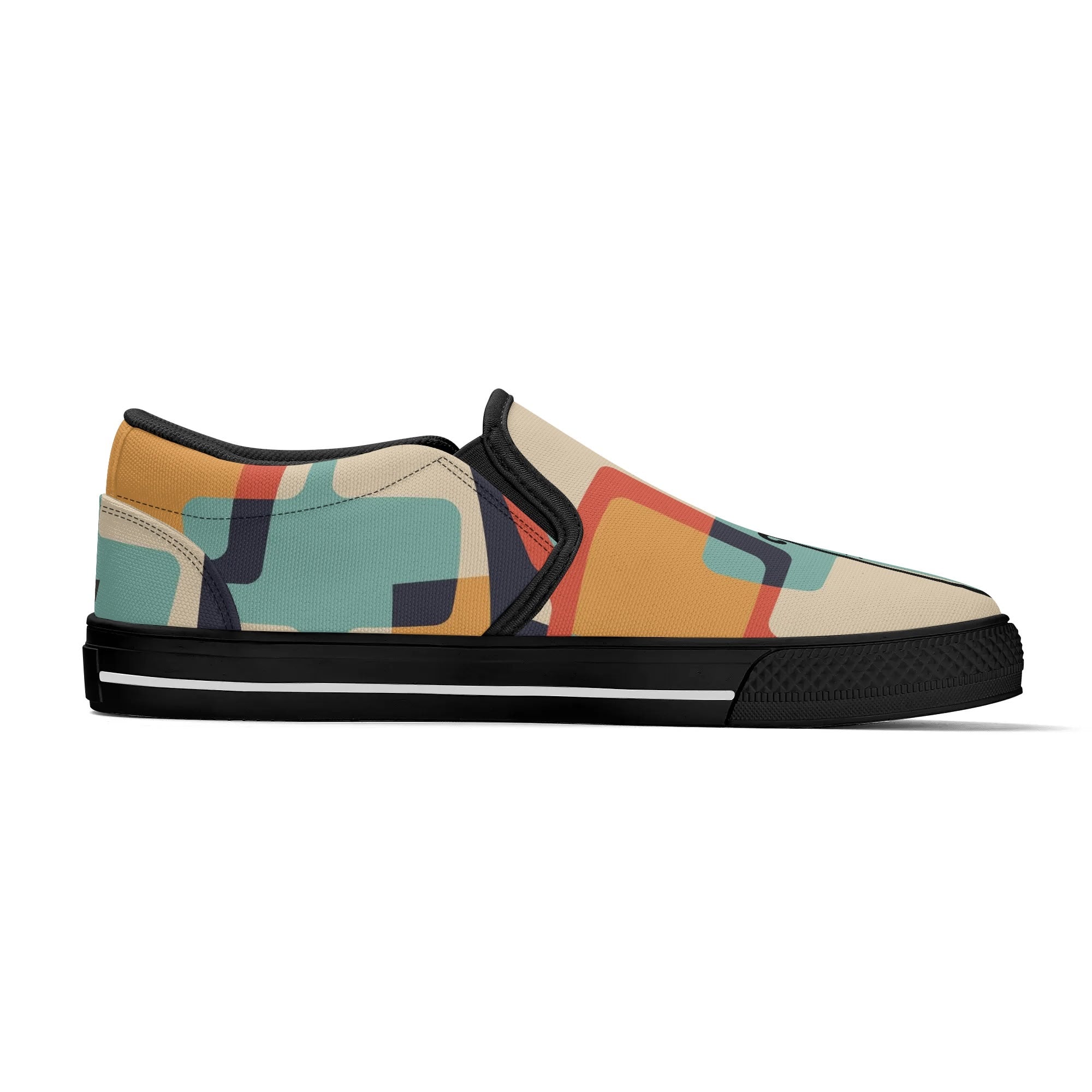 Mid Mod Atomic Kittie Kitschy Cat, Funky Fun Womens Slip On Loafer Shoes - Mid Century Modern Gal