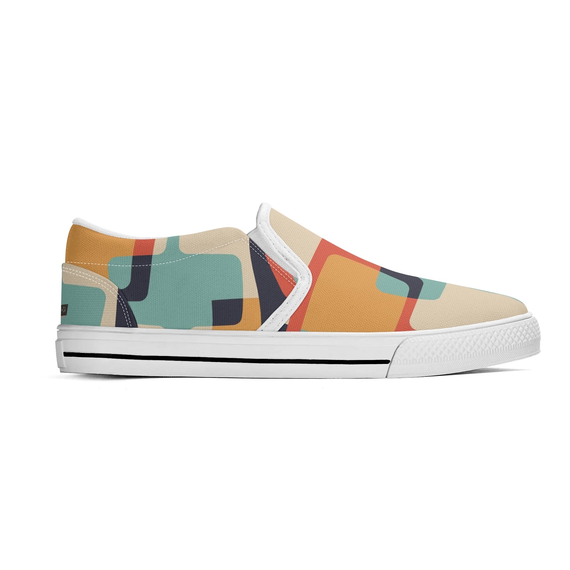 Mid Mod Atomic Kittie Kitschy Cat, Funky Fun Womens Slip On Loafer Shoes - Mid Century Modern Gal