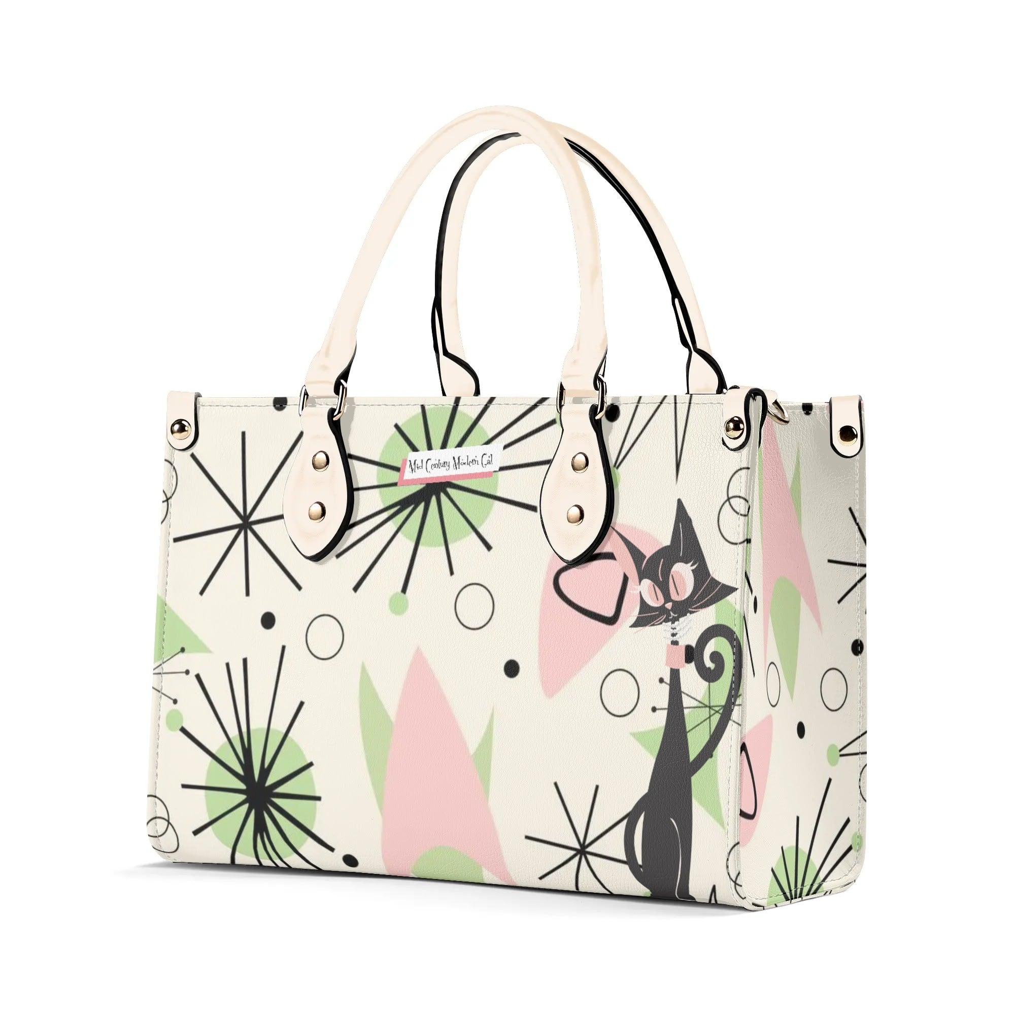 Mid Century Modern Handbag Atomic Cat, Kitschy Mod Starburst Designed - Mid Century Modern Gal