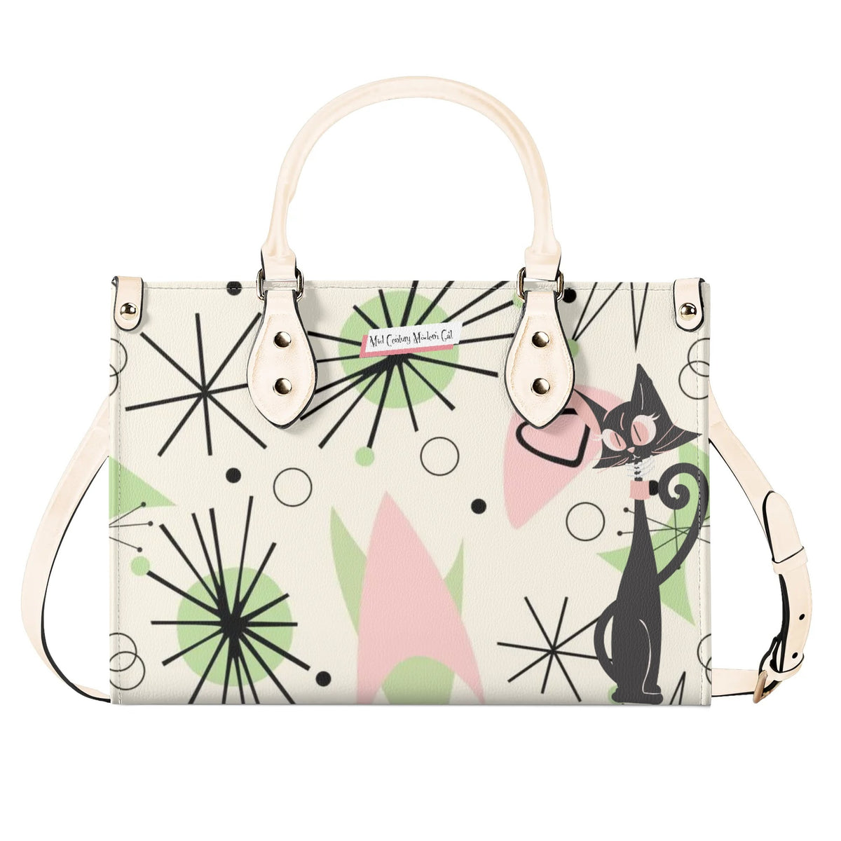 Mid Century Modern Handbag Atomic Cat, Kitschy Mod Starburst Designed - Mid Century Modern Gal