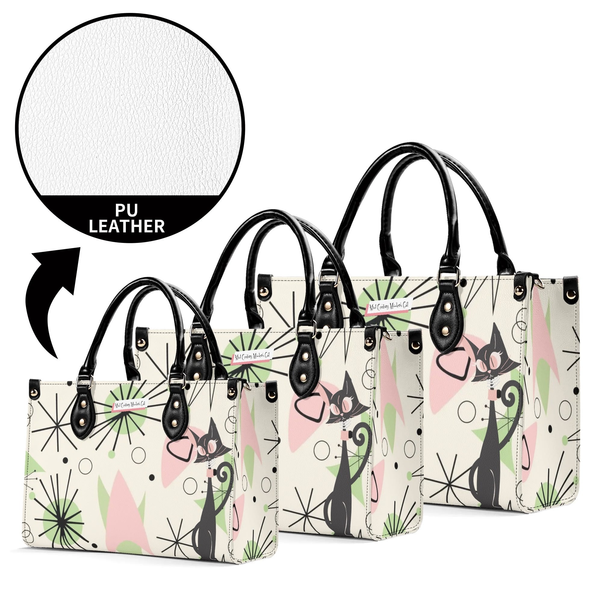 Mid Century Modern Handbag Atomic Cat, Kitschy Mod Starburst Designed - Mid Century Modern Gal
