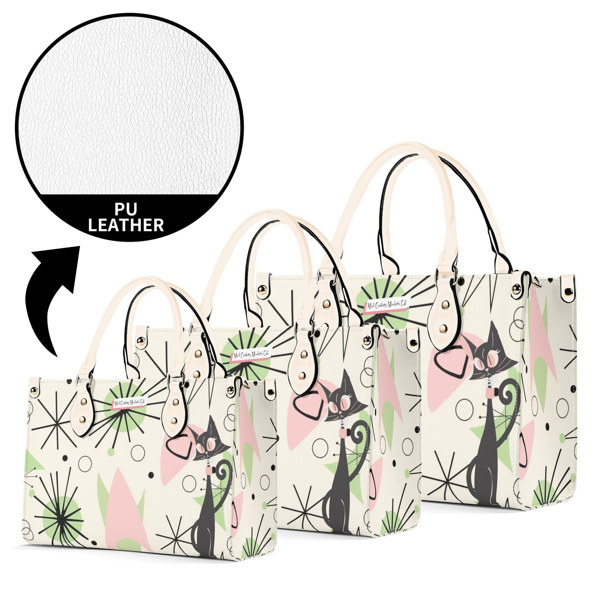 Mid Century Modern Handbag Atomic Cat, Kitschy Mod Starburst Designed - Mid Century Modern Gal
