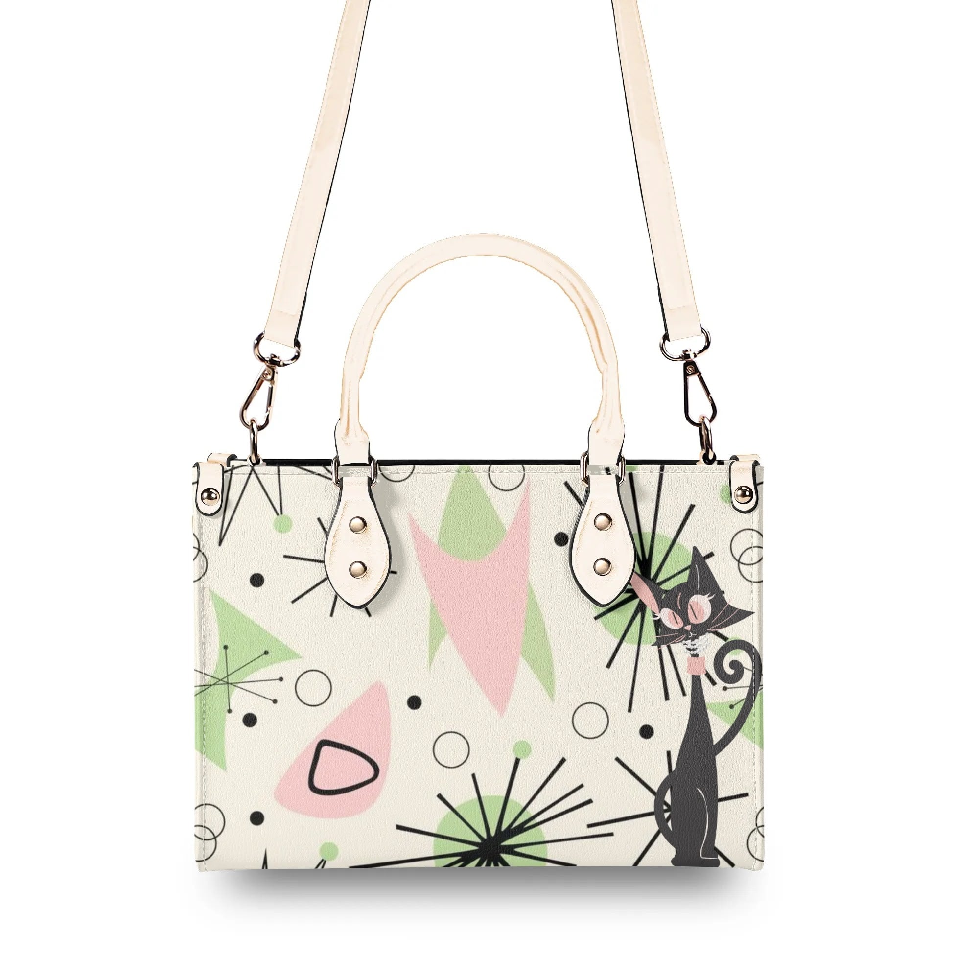 Mid Century Modern Handbag Atomic Cat, Kitschy Mod Starburst Designed - Mid Century Modern Gal