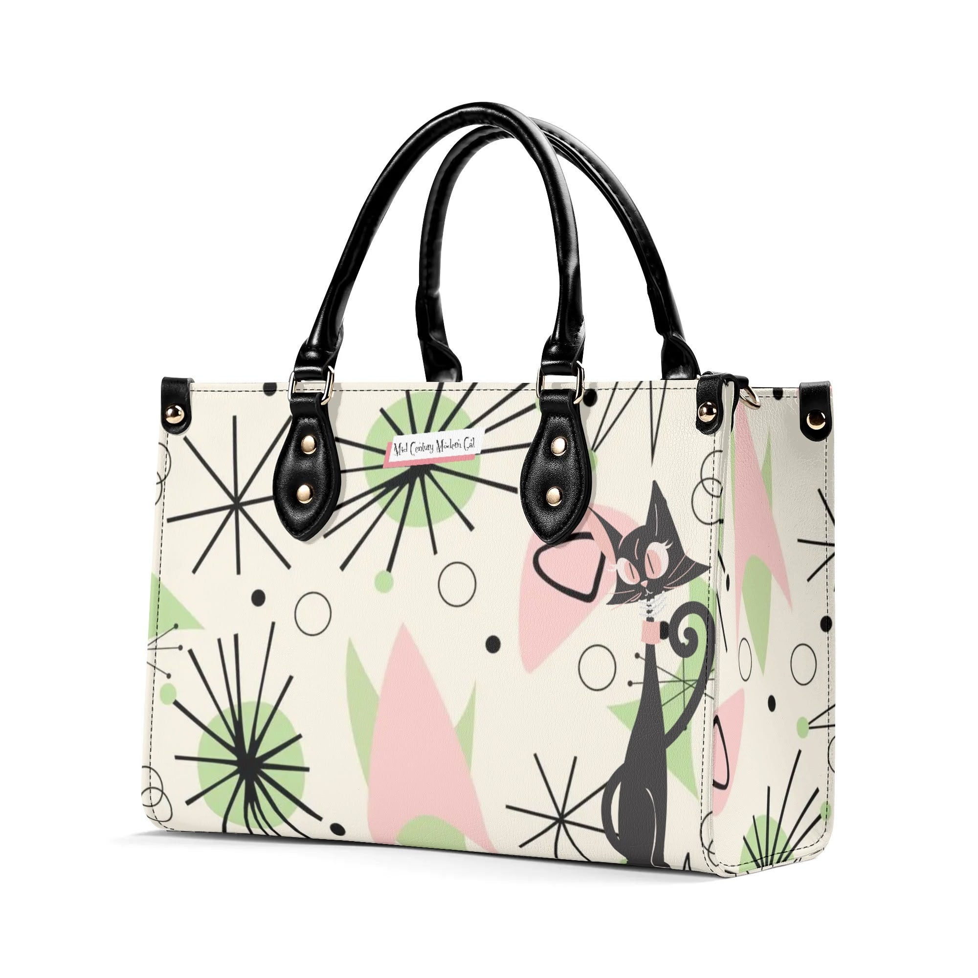 Mid Century Modern Handbag Atomic Cat, Kitschy Mod Starburst Designed - Mid Century Modern Gal