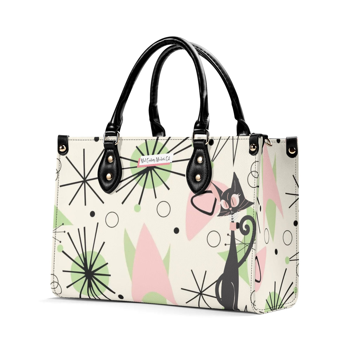 Mid Century Modern Handbag Atomic Cat, Kitschy Mod Starburst Designed - Mid Century Modern Gal