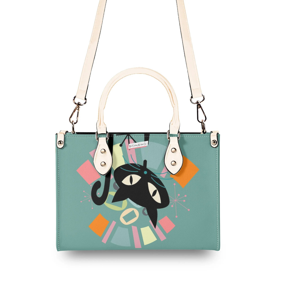Atomic Cat, Mid Century Modern Gals Kitschy Fun Fan Girl Handbag, Shouldern Bag Purse - Mid Century Modern Gal