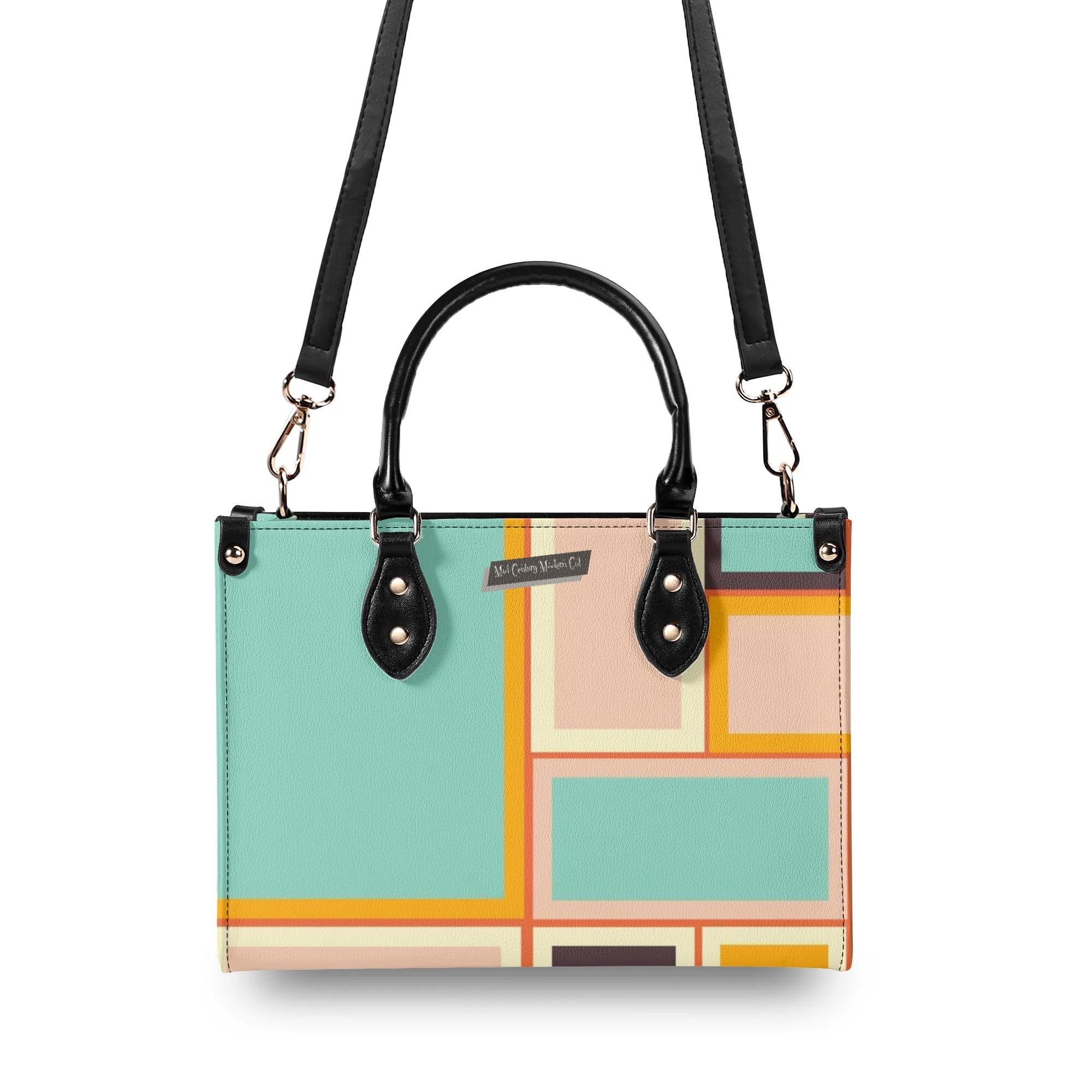 Mid Century Mod Kitschy Handbag, MCM Retro Geometric Designed With Atomic Kitty Cat - Mid Century Modern Gal
