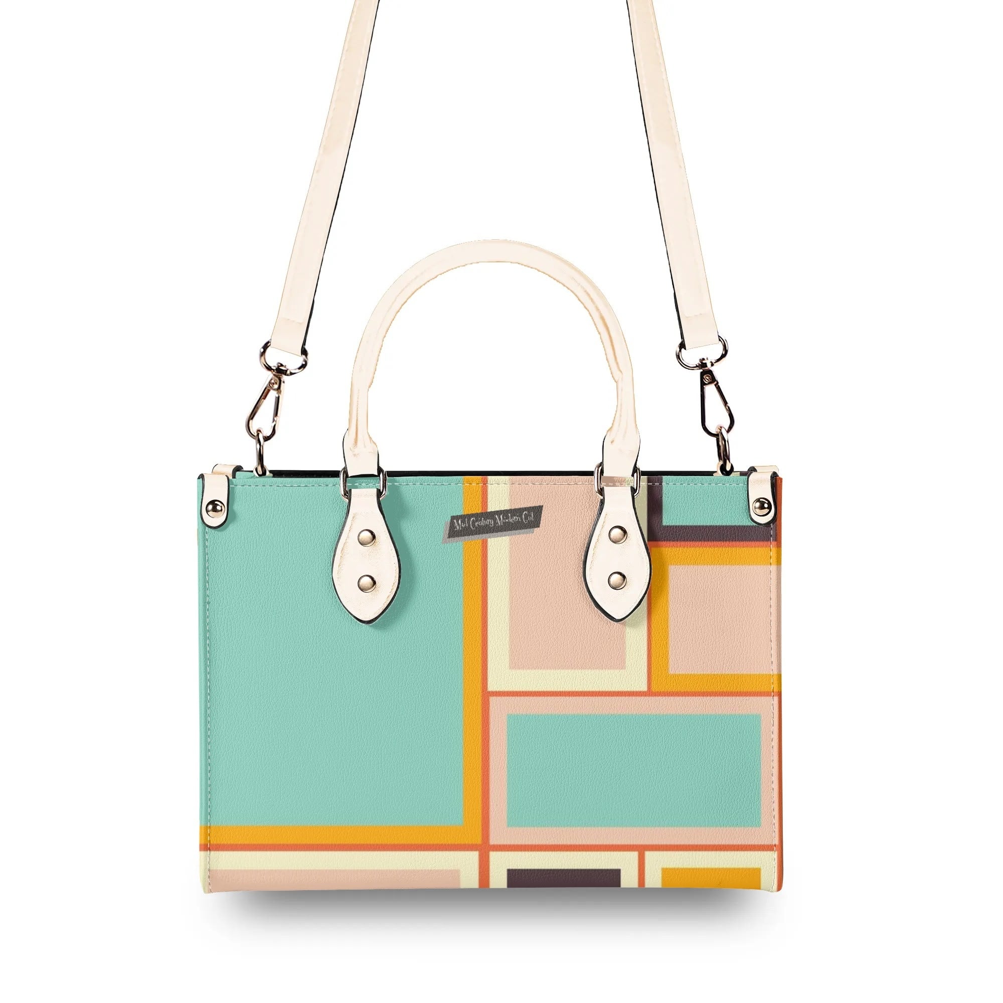 Mid Century Mod Kitschy Handbag, MCM Retro Geometric Designed With Atomic Kitty Cat - Mid Century Modern Gal