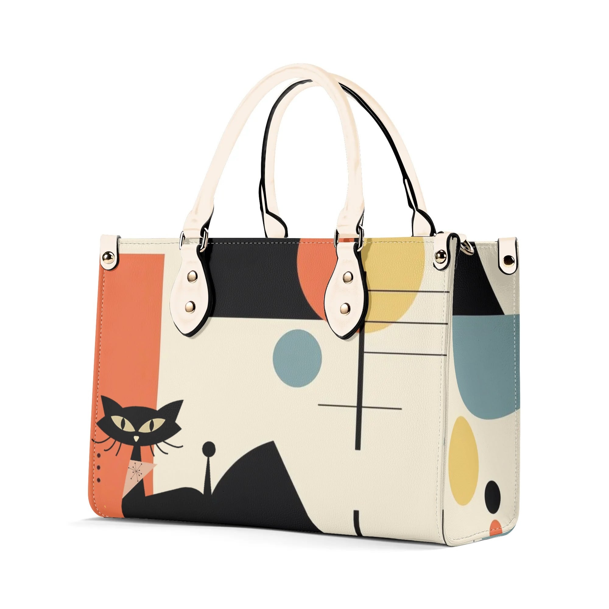 Atomic Cat Mid Mod Bauhaus Designed Trendy Luxury Handbag, Shoulder Bag - Mid Century Modern Gal