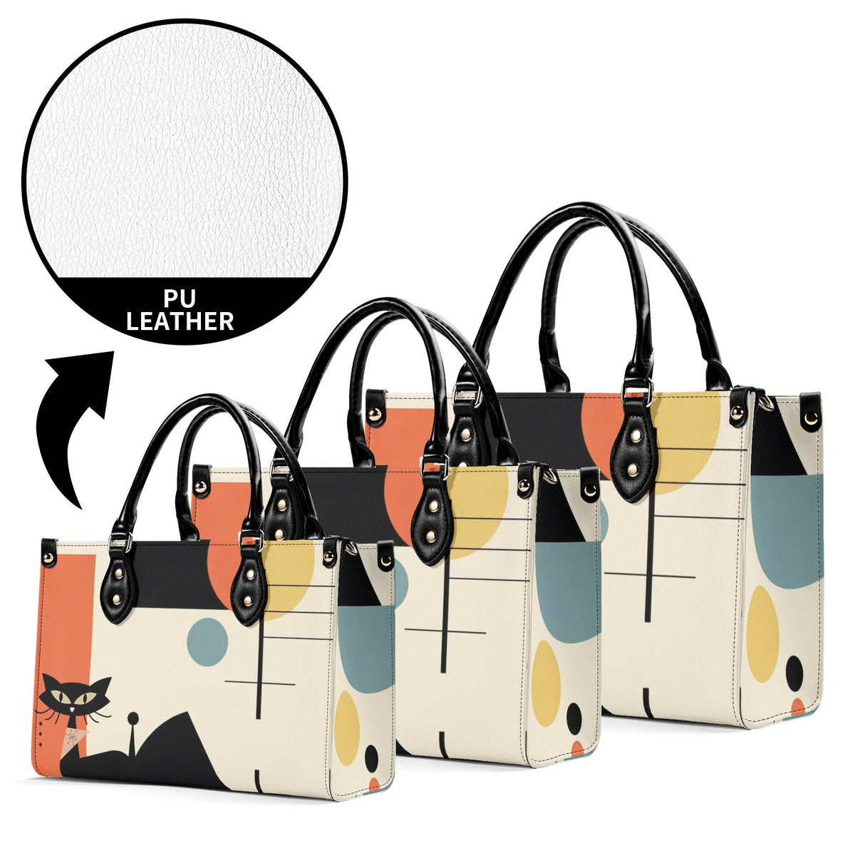 Atomic Cat Mid Mod Bauhaus Designed Trendy Luxury Handbag, Shoulder Bag - Mid Century Modern Gal