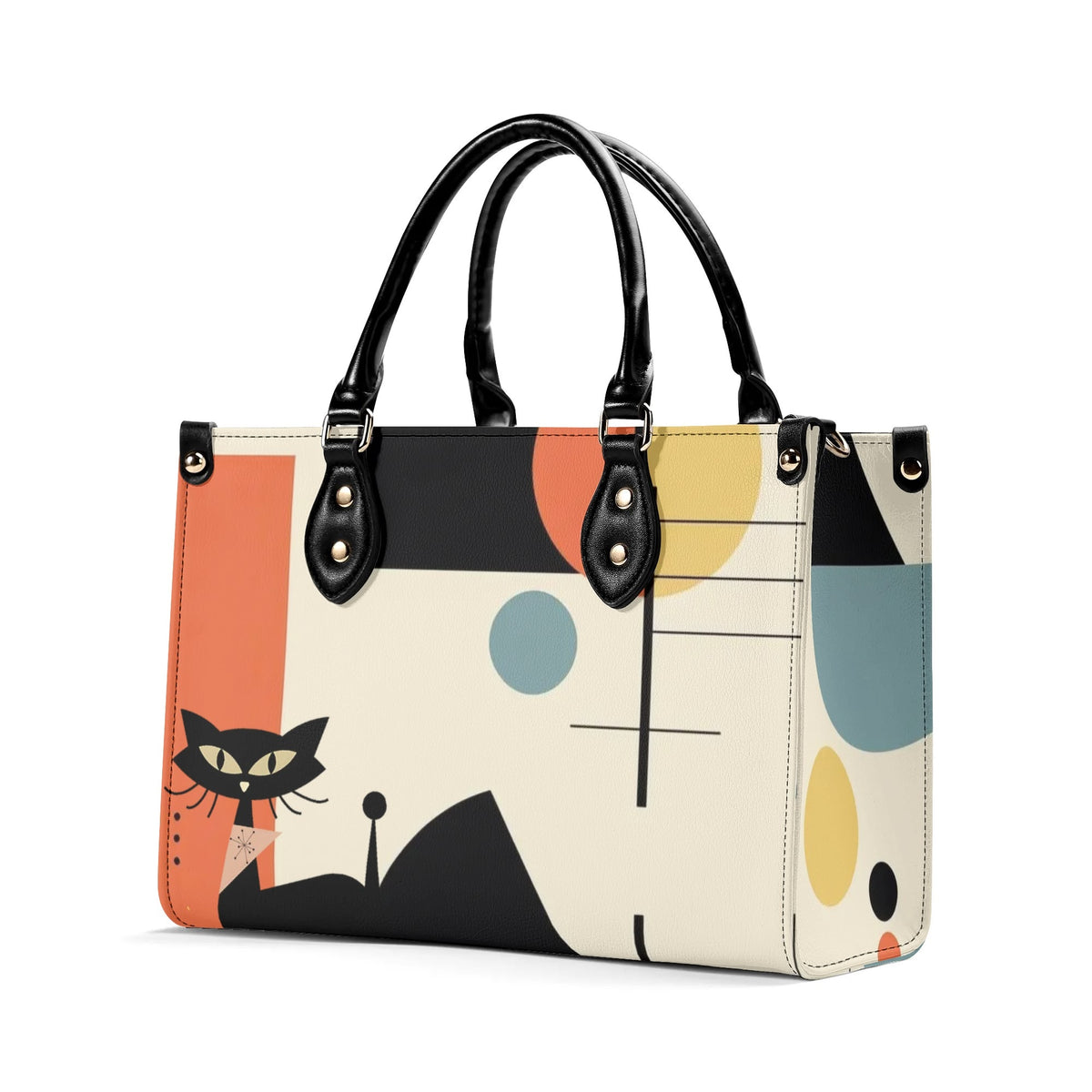 Atomic Cat Mid Mod Bauhaus Designed Trendy Luxury Handbag, Shoulder Bag - Mid Century Modern Gal