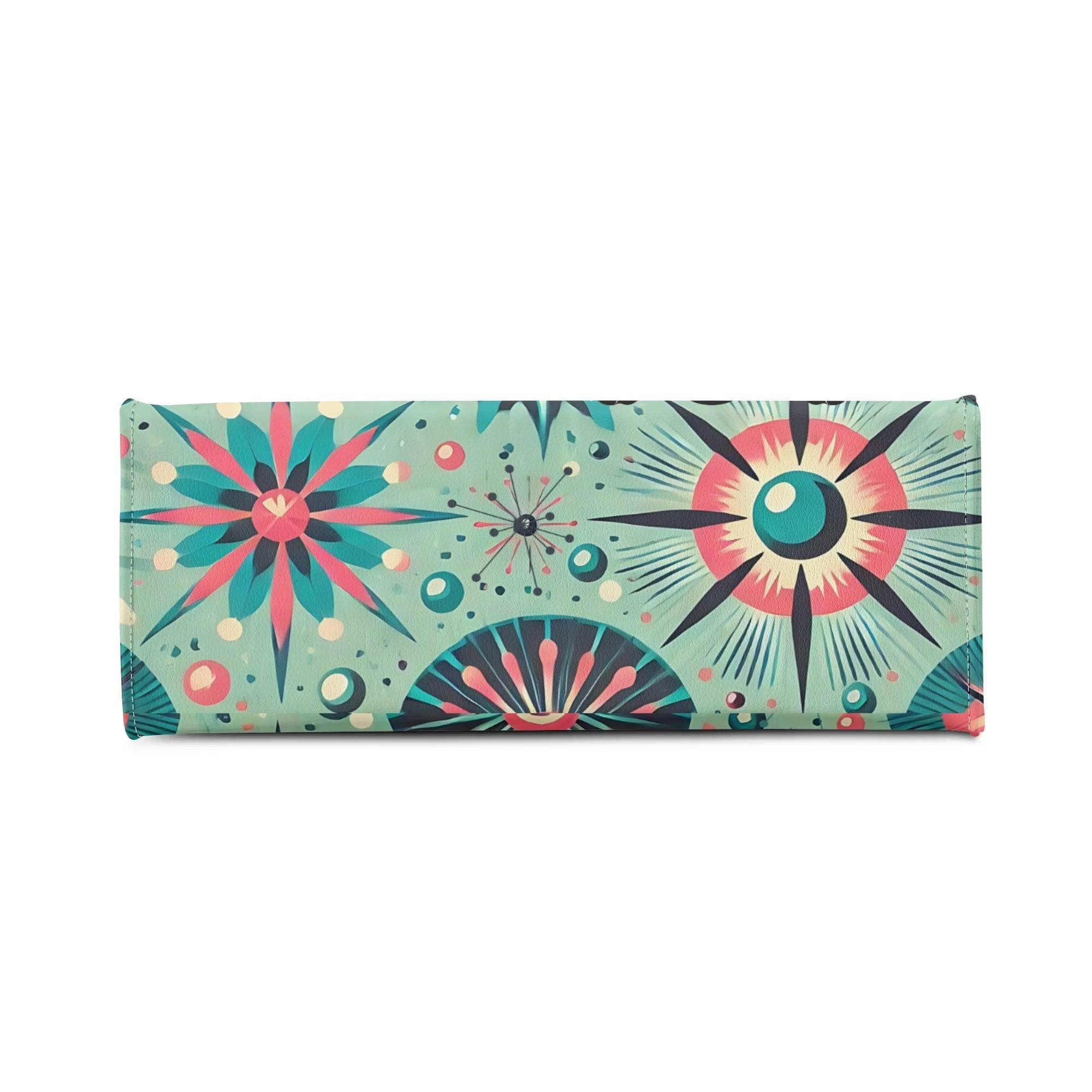Atomic Style Kitschy Kitties, Mid Century Modern Teal, Pink Kitschy Fun Handbag, Shoulder Bag - Mid Century Modern Gal