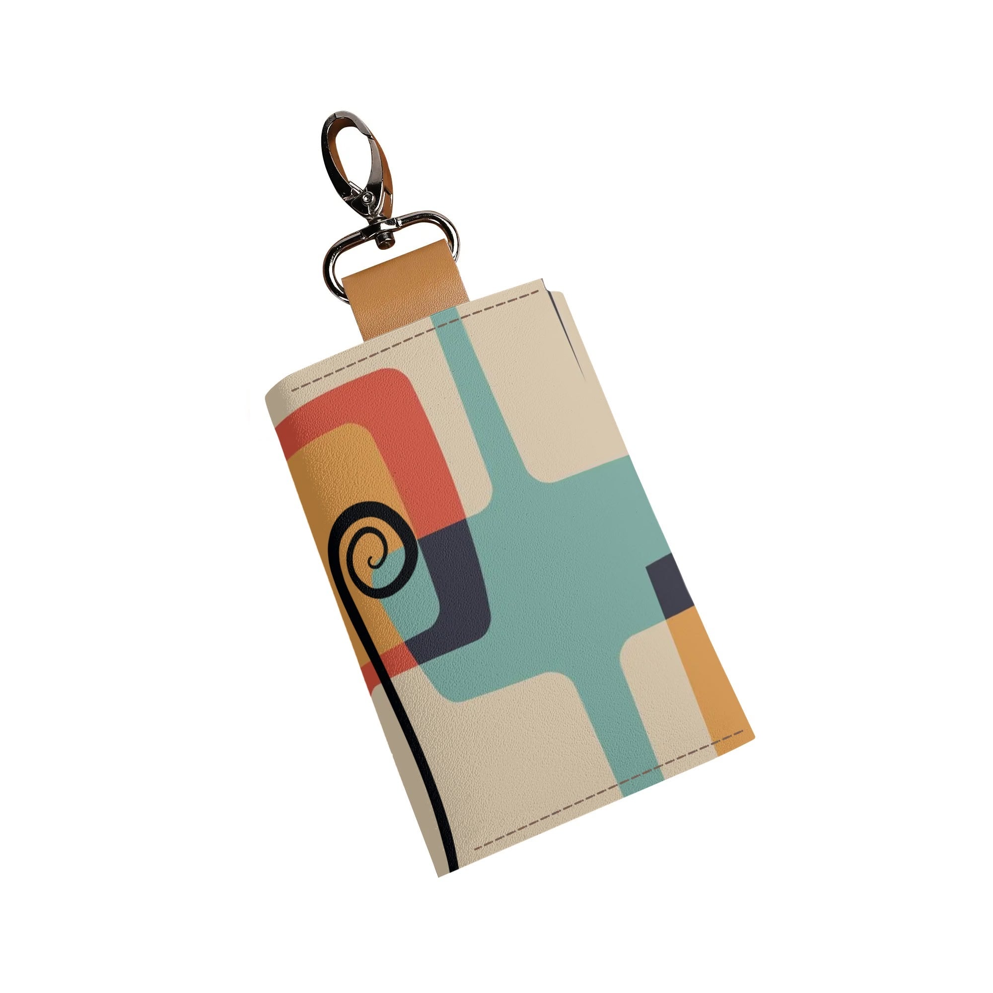 Cute Atomic Cat, Key Chain Pocket Purse Key Chain Holder - Mid Century Modern Gal
