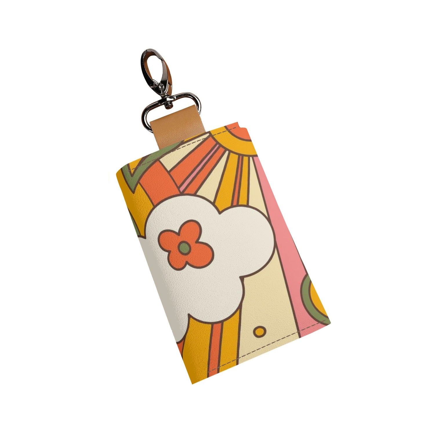Groovy 60s 70s Retro Key Chain Holder For Purse Or Pocket - Mid Century Modern Gal