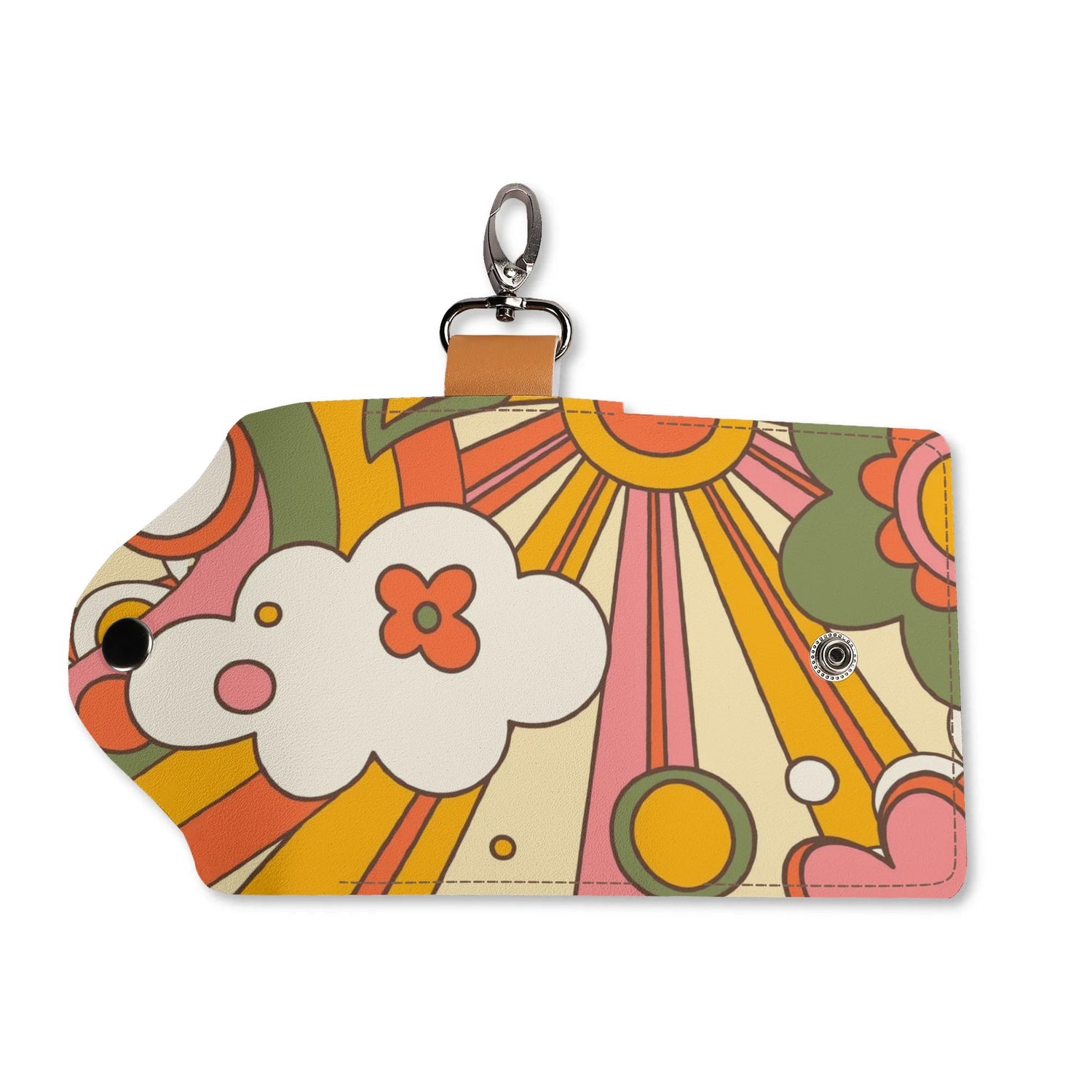 Groovy 60s 70s Retro Key Chain Holder For Purse Or Pocket - Mid Century Modern Gal