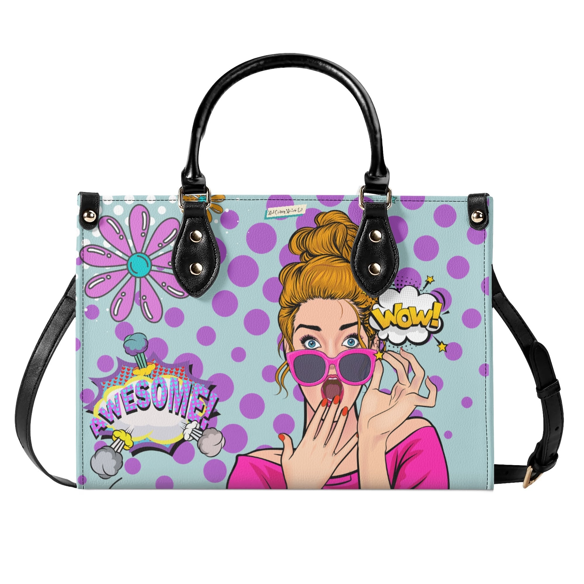 Pop Art Funky Fun Retro Reversible Handbag, Shoulder Bag - Mid Century Modern Gal