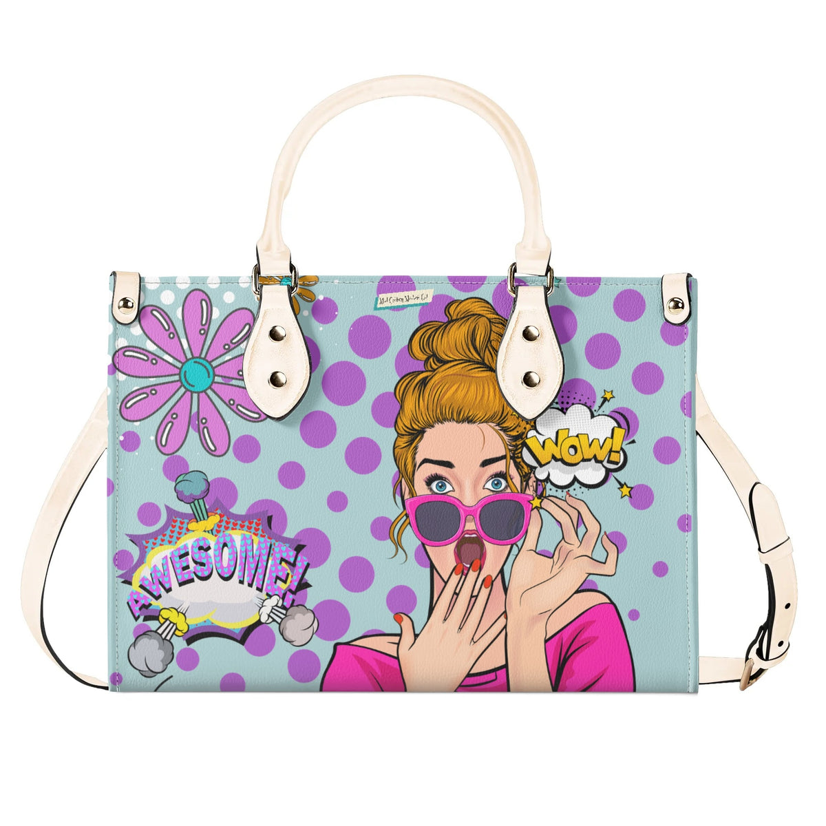 Pop Art Funky Fun Retro Reversible Handbag, Shoulder Bag - Mid Century Modern Gal