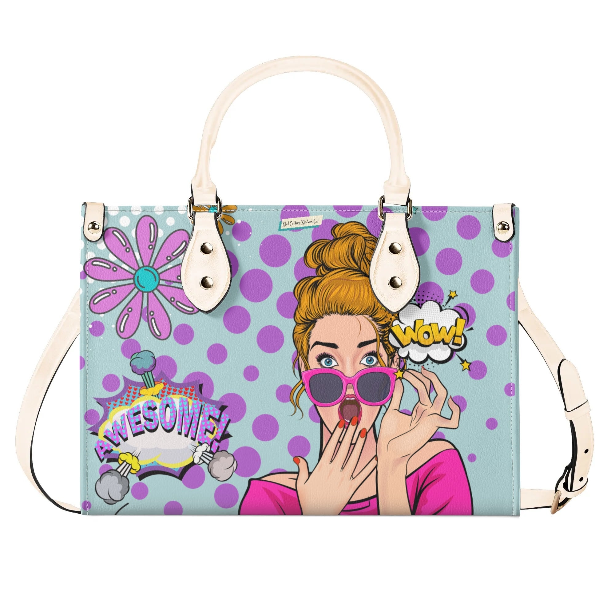 Pop Art Funky Fun Retro Reversible Handbag, Shoulder Bag - Mid Century Modern Gal