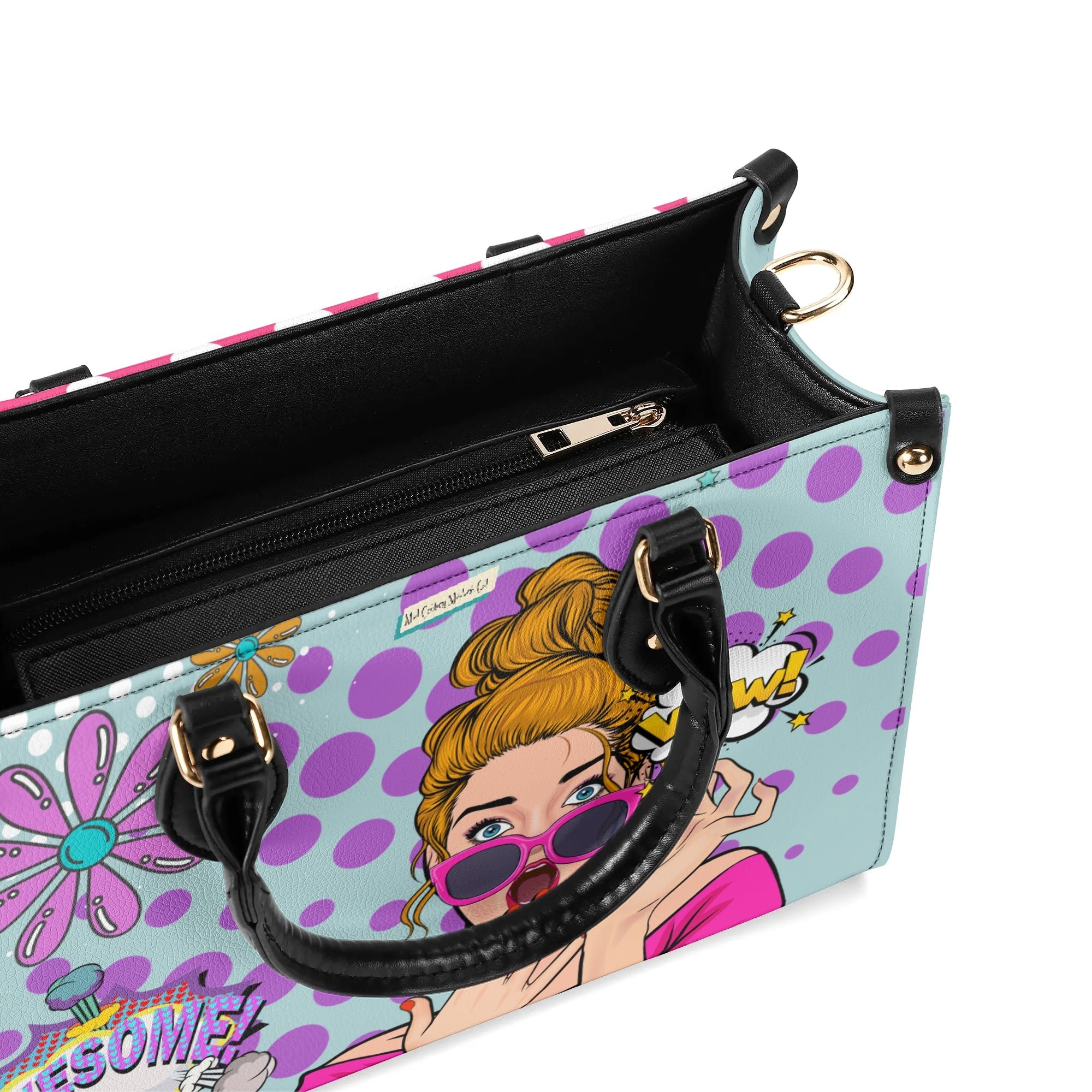Pop Art Funky Fun Retro Reversible Handbag, Shoulder Bag - Mid Century Modern Gal