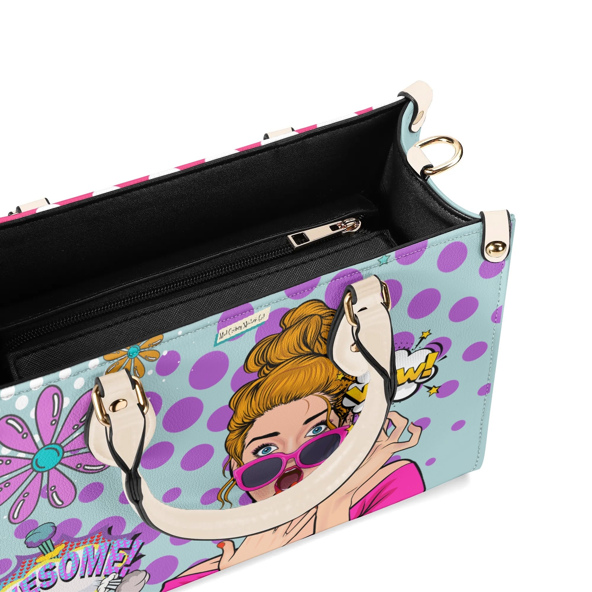 Pop Art Funky Fun Retro Reversible Handbag, Shoulder Bag - Mid Century Modern Gal