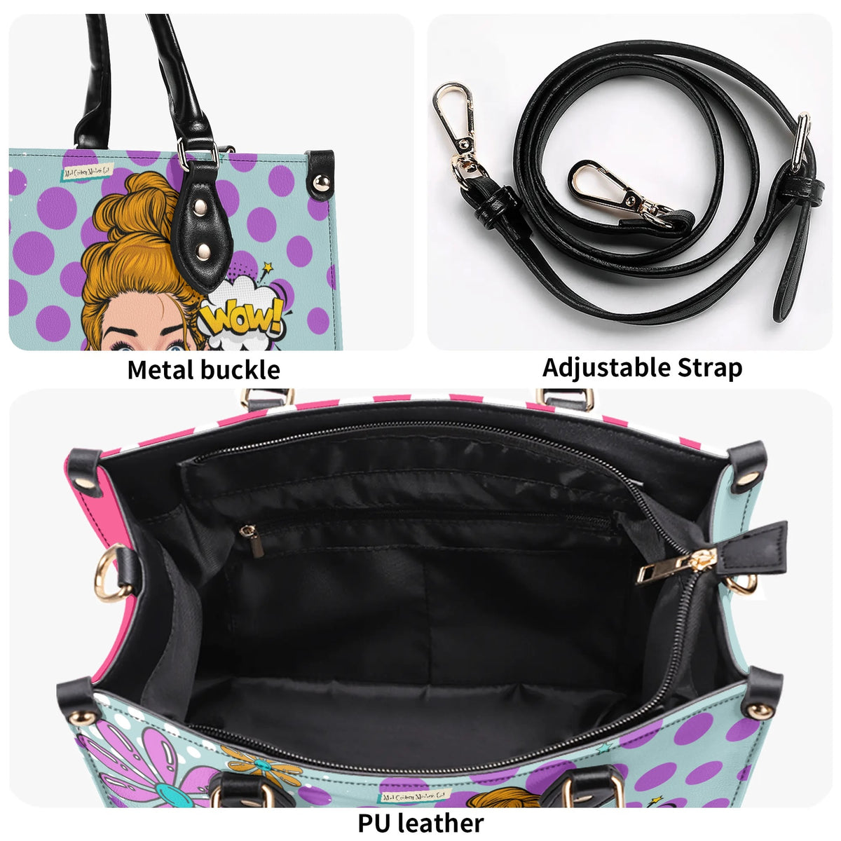 Pop Art Funky Fun Retro Reversible Handbag, Shoulder Bag - Mid Century Modern Gal