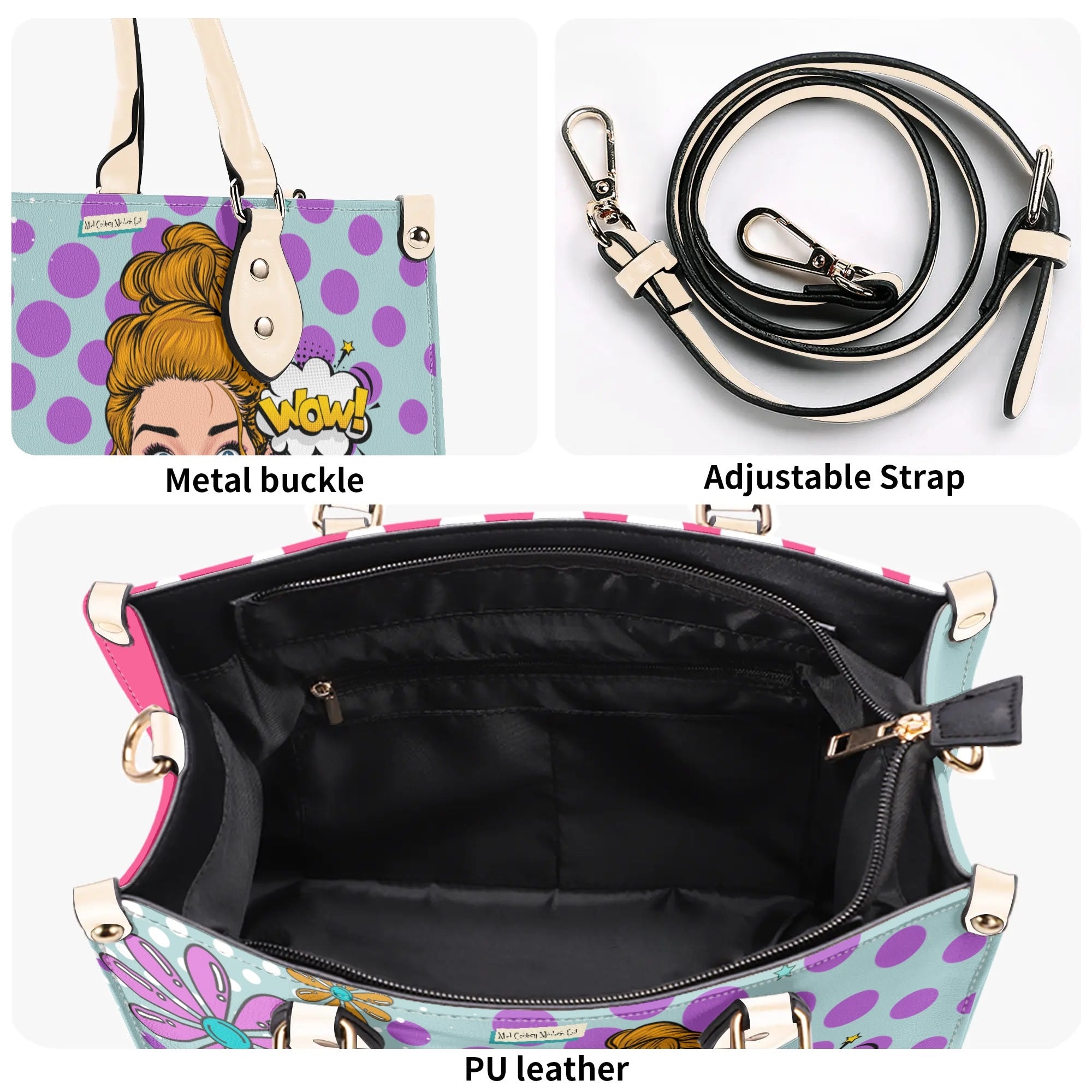 Pop Art Funky Fun Retro Reversible Handbag, Shoulder Bag - Mid Century Modern Gal