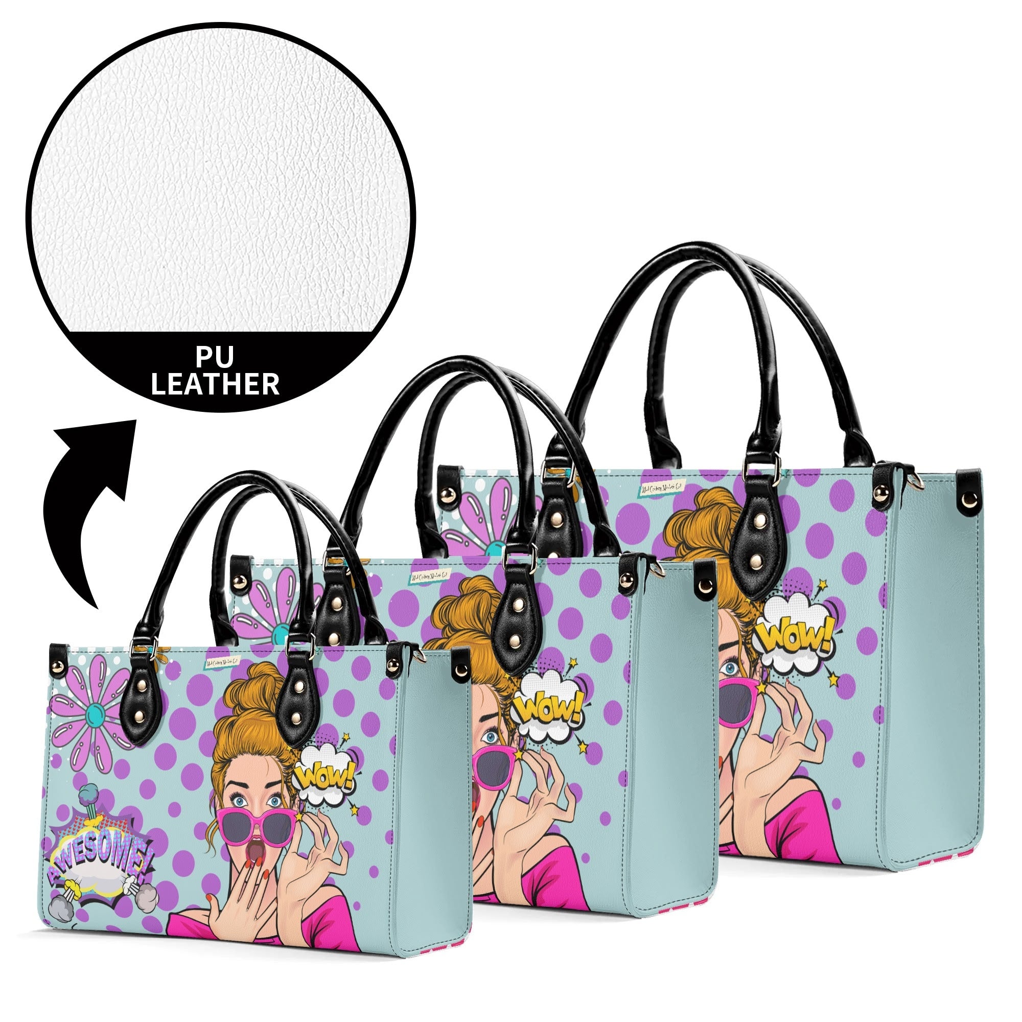 Pop Art Funky Fun Retro Reversible Handbag, Shoulder Bag - Mid Century Modern Gal