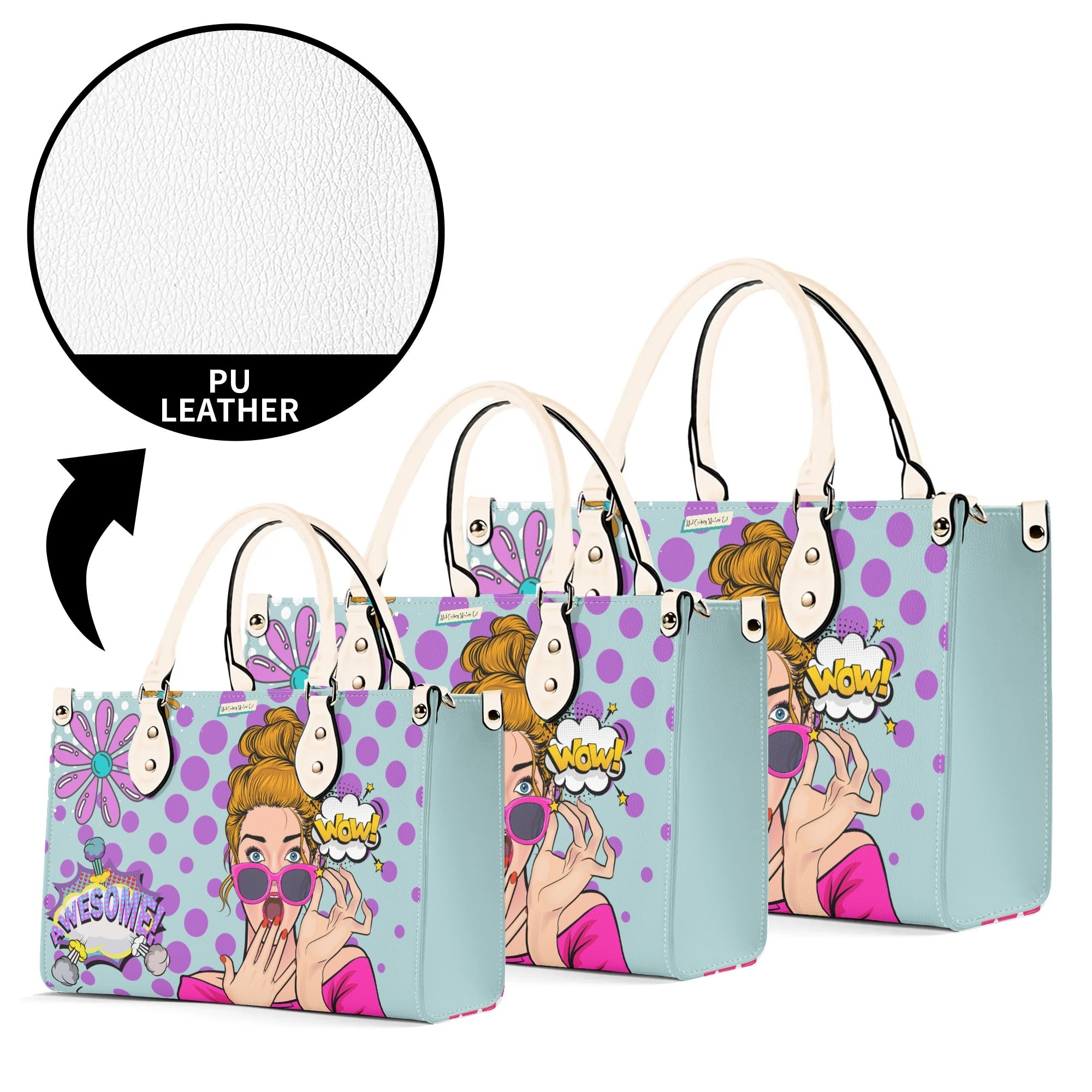 Pop Art Funky Fun Retro Reversible Handbag, Shoulder Bag - Mid Century Modern Gal